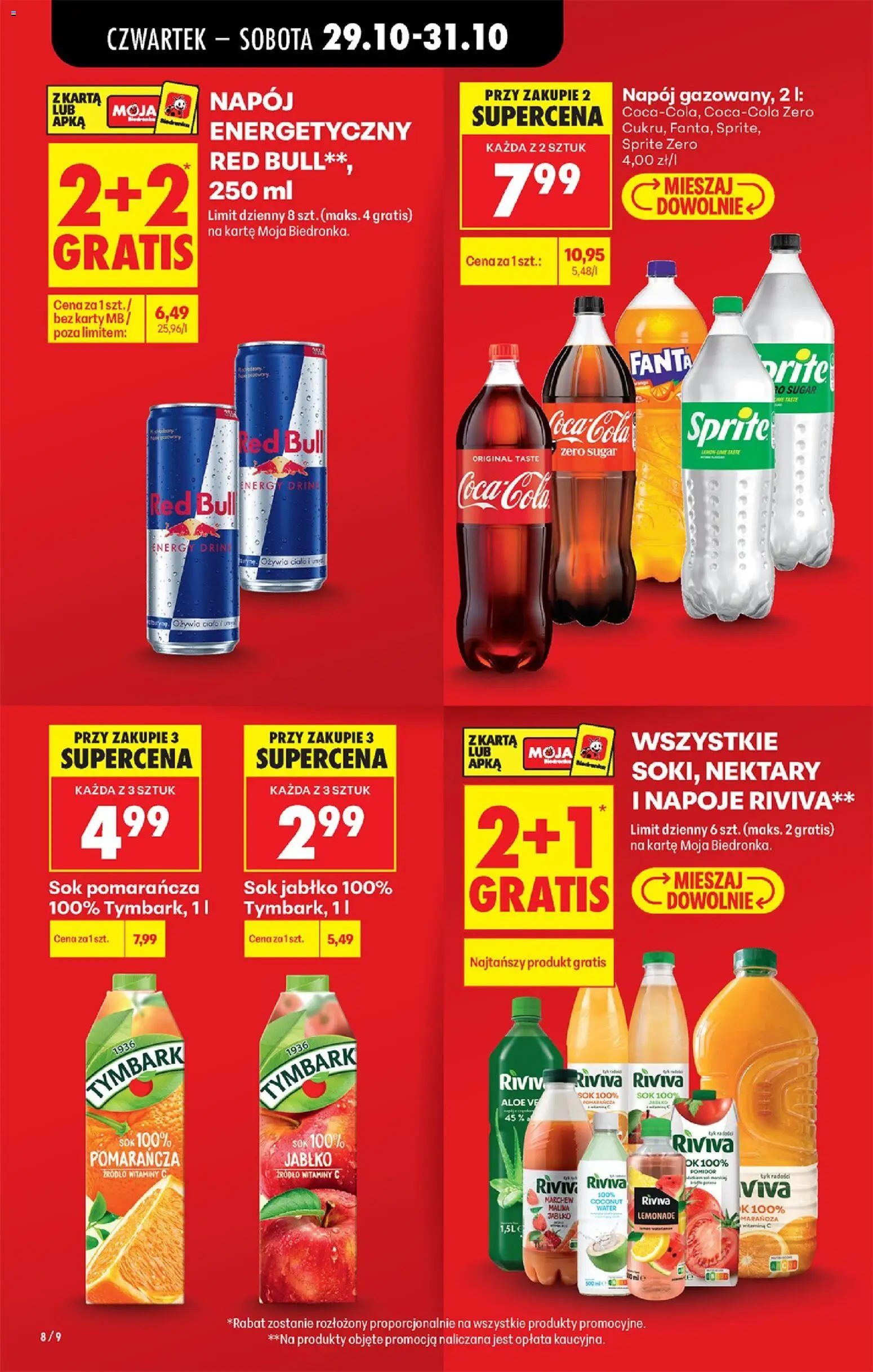 Biedronka gazetka od czwartku od 29.10.2026 | Strona: 14 | Produkty: Karta, Malina, Red bull, Napoje