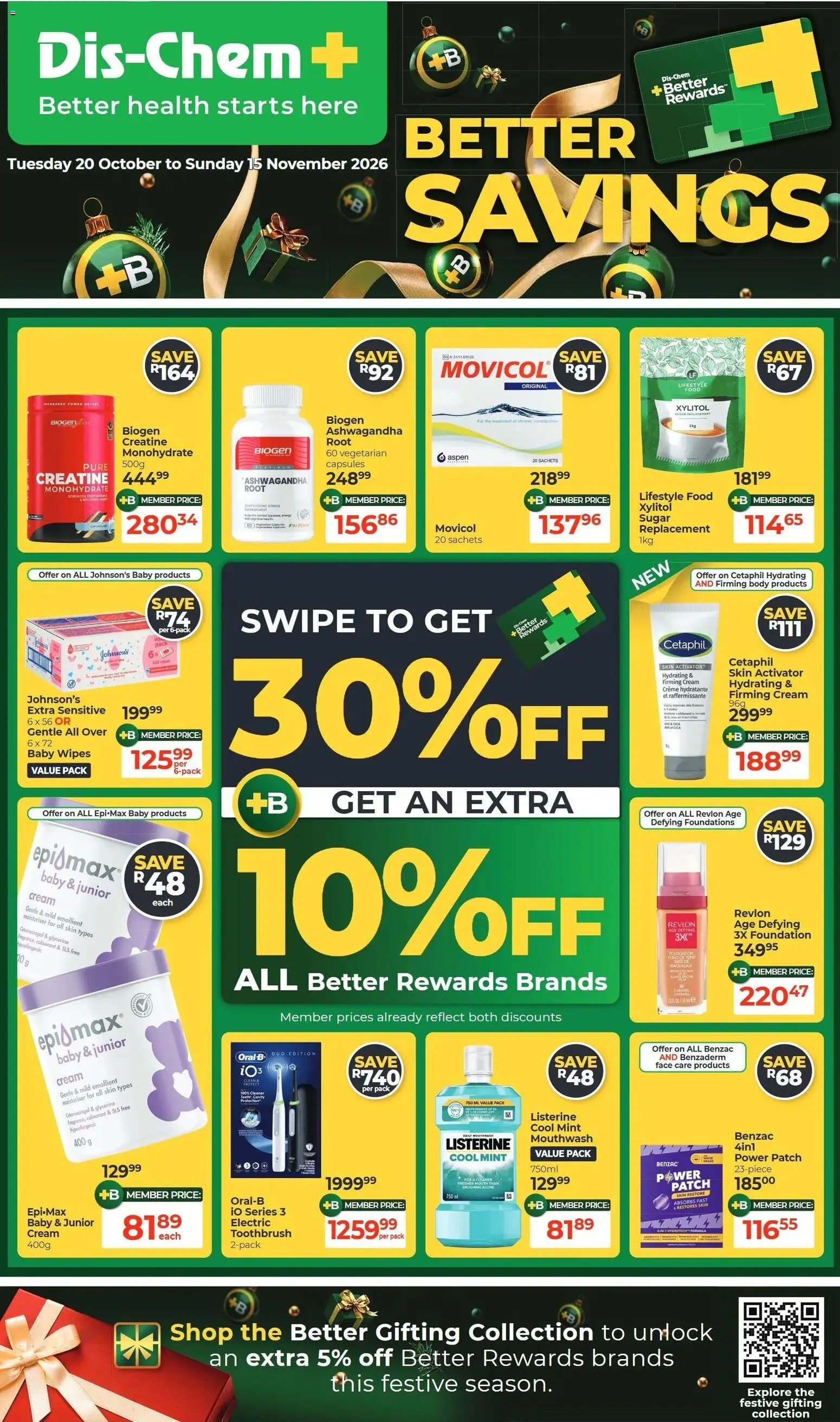 New Dis-Chem catalogue – valid from 20/10/2026 | Page: 1 | Products: Mouthwash, Sugar, Toothbrush, Caramel