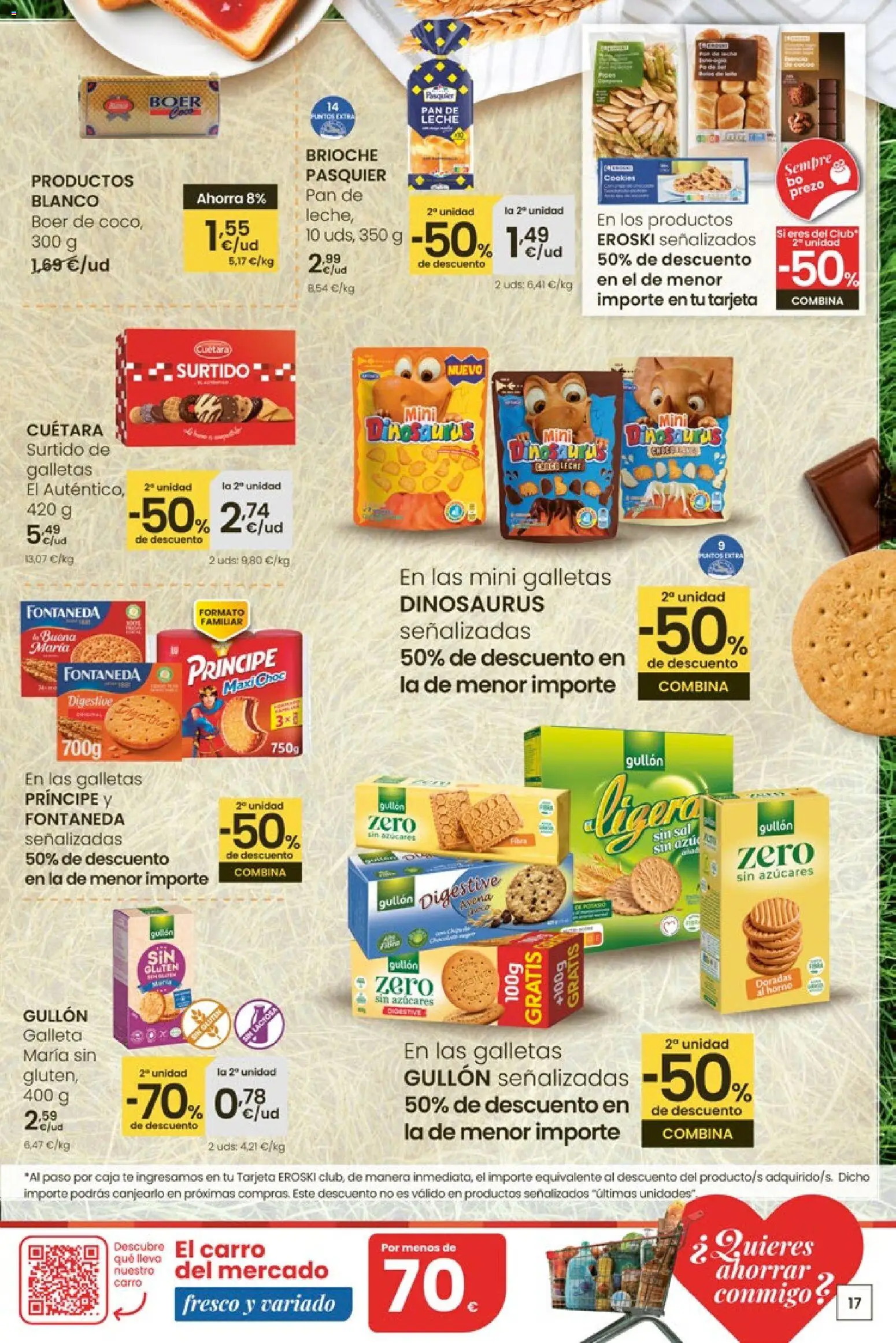 Eroski Quieres ahorrar conmigo │ válido desde el 16.04.2026 | Página: 17 | Productos: Leche, Té, Pan de leche, Caja