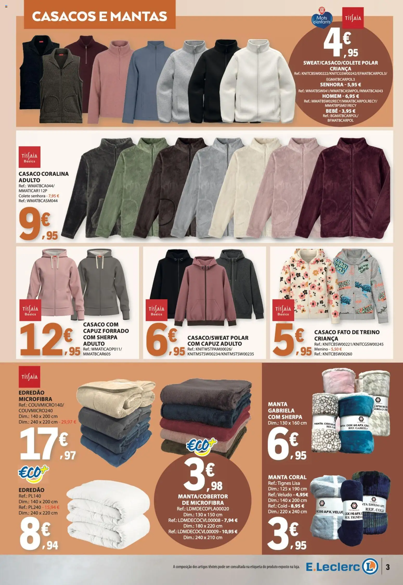 E.Leclerc folheto Especial Aquecimento │ válido de 13/10/2026 | Página: 3 | Produtos: Casaco, Capuz, Colete, Fato