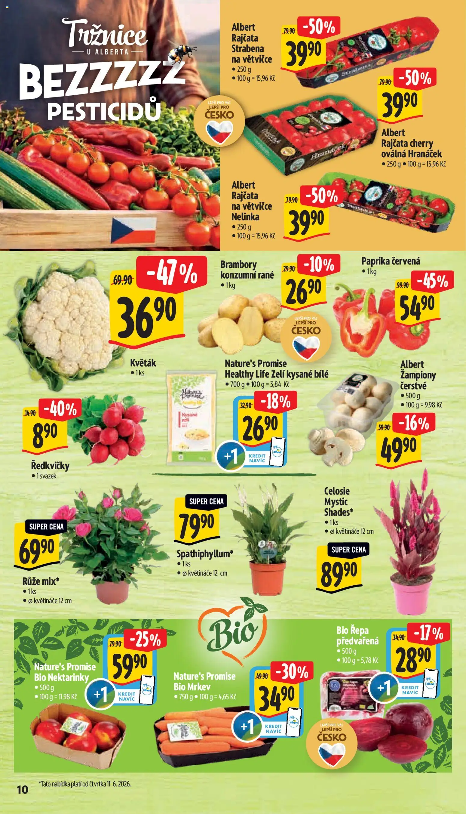 Albert leták - Supermarket od 10.06.2026 | Strana: 16 | Produkty: Květináče, Mrkev, Bio mrkev, Brambory