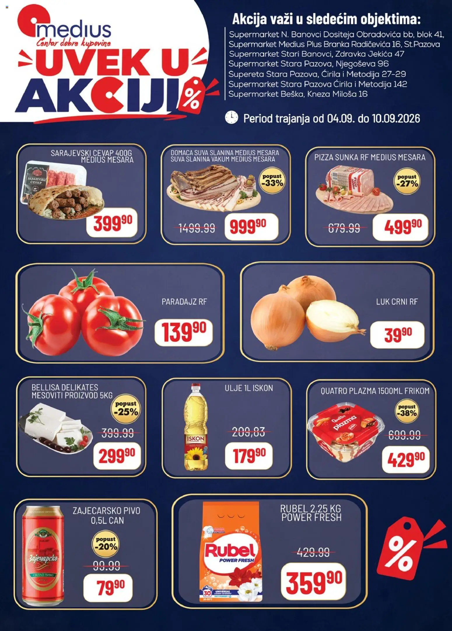 Medius katalog - važi od 04.09.2026 | Strana: 1 | Proizvode: Ulje, Slanina, Pizza šunka, Paradajz