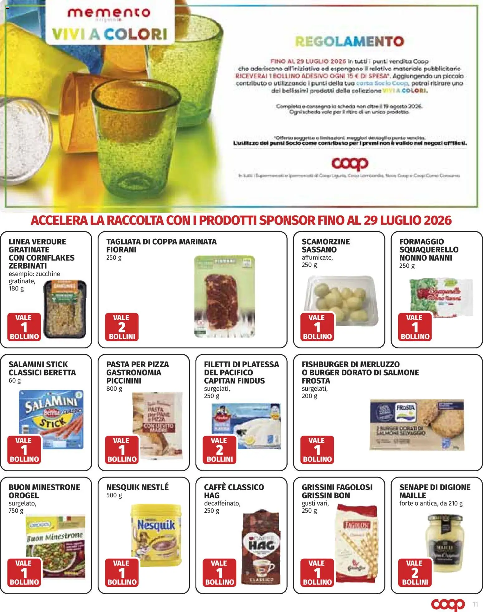 Volantino COOP del 23/07/2026 | Pagina: 11 | Prodotti: Minestrone, Caffè, Pizza, Grissini