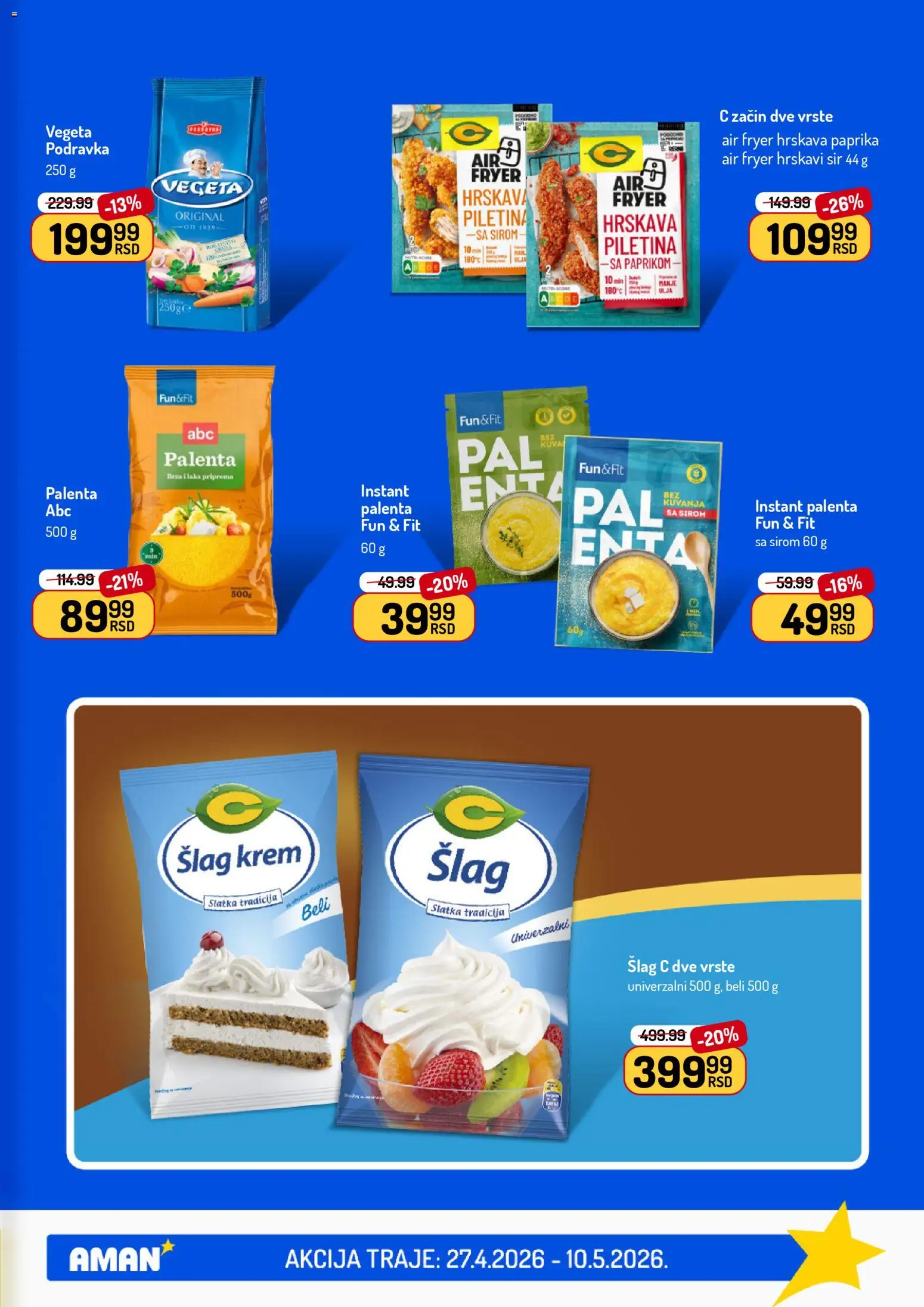 Aman katalog - važi od 27.04.2026 | Strana: 25 | Proizvode: Palenta, Podravka, Sir, Piletina