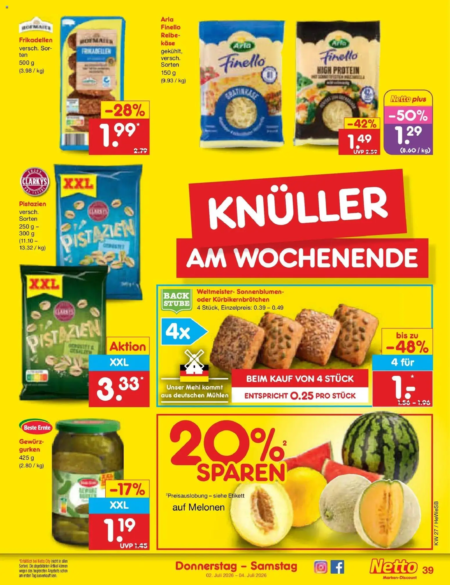 Netto Marken-Discount Prospekt Hamburg – gültig ab 29.06.2026 | Seite: 57 | Produkte: Mehl, Käse, Pistazien, Gurken