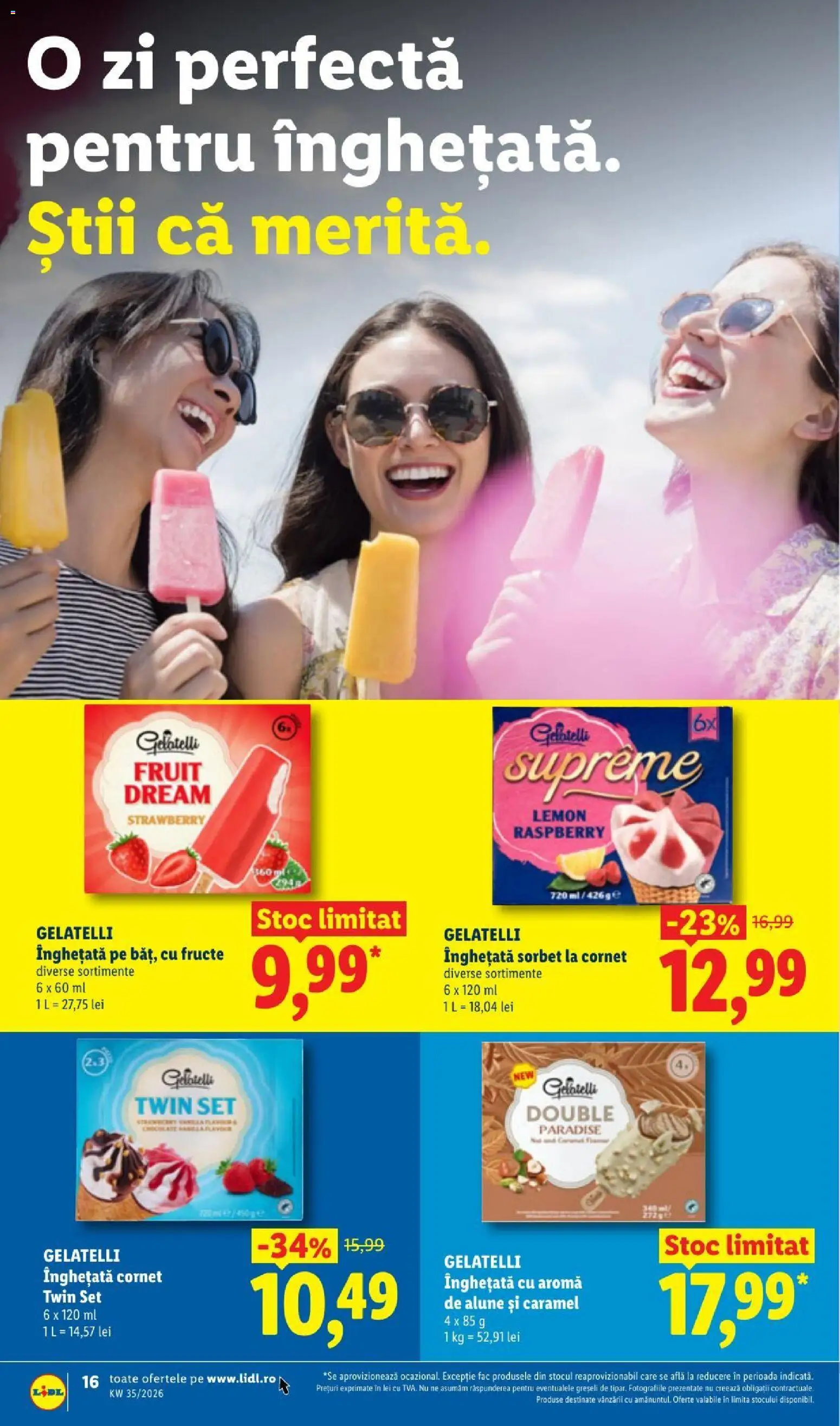 Noul catalog Lidl – valabil de la 24.08.2026 | Pagină: 16 | Produse: Gelatelli, Alune, Înghețată, Fructe