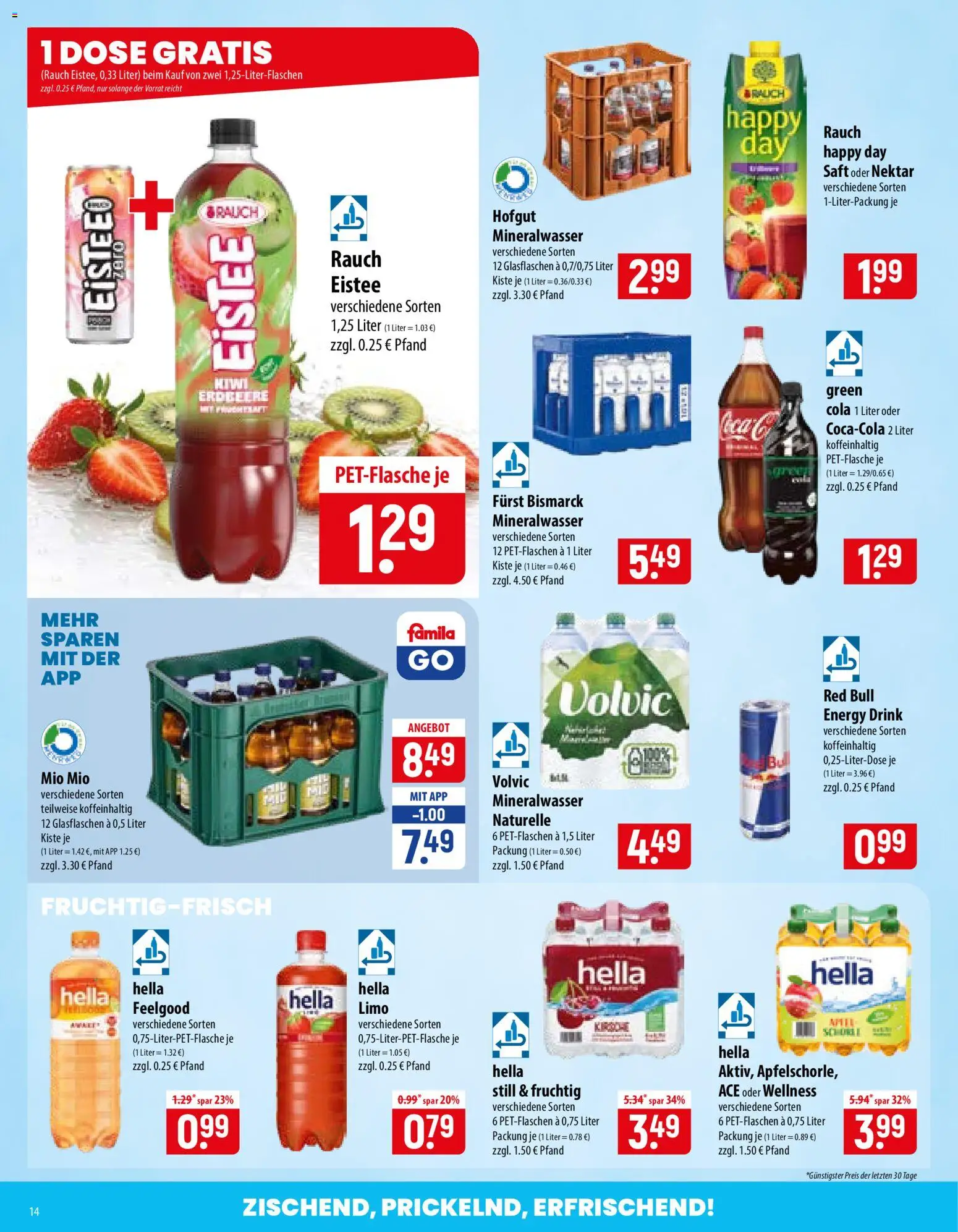 Famila Prospekt – gültig ab 27.07.2026 | Seite: 14 | Produkte: Red bull, Cola, Hella, Volvic
