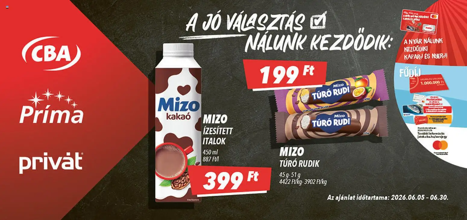 CBA akciós ujság - amely érvényes a következő dátumtól: 05.06.2026 | Oldal: 1 | Termékek: Túró rudi, Túró, Mangó