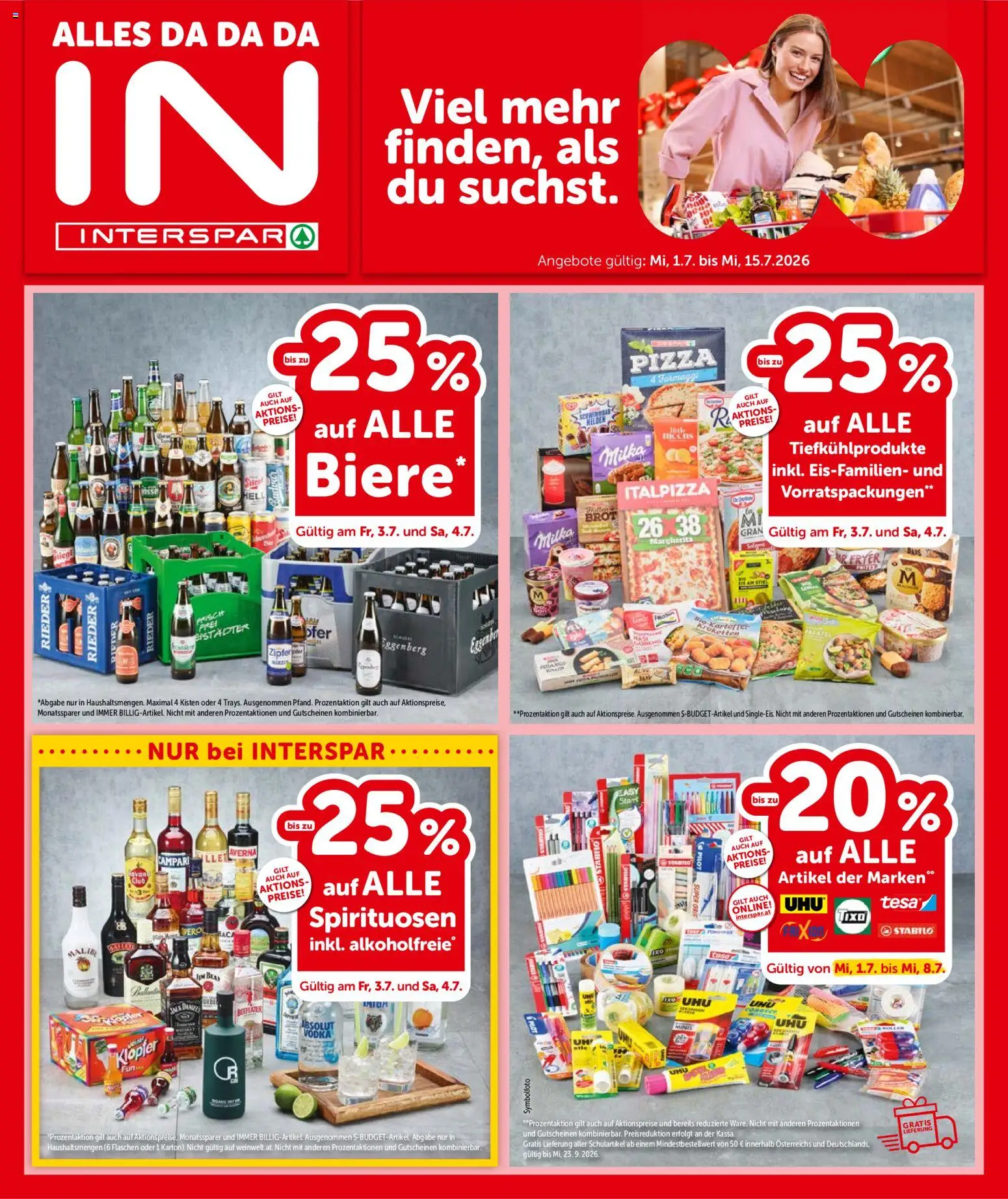 Interspar Flugblatt - Oberösterreich gültig ab 01.07.2026 | Seite: 1 | Produkte: Nauriit, Brot, Pizza