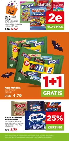 A-Merk Chocolade Uitdeelzakken, A-Merk Chocolade Uitdeelzakken Alle zakken tot 384 gram M.u.v. Mars minimix 400 gram Prijsvoorbeeld: Milky Way, zak 14 mini's - Voorbeeld van een folder van Plus, geldig van 21-10-2026 | Pagina: 36