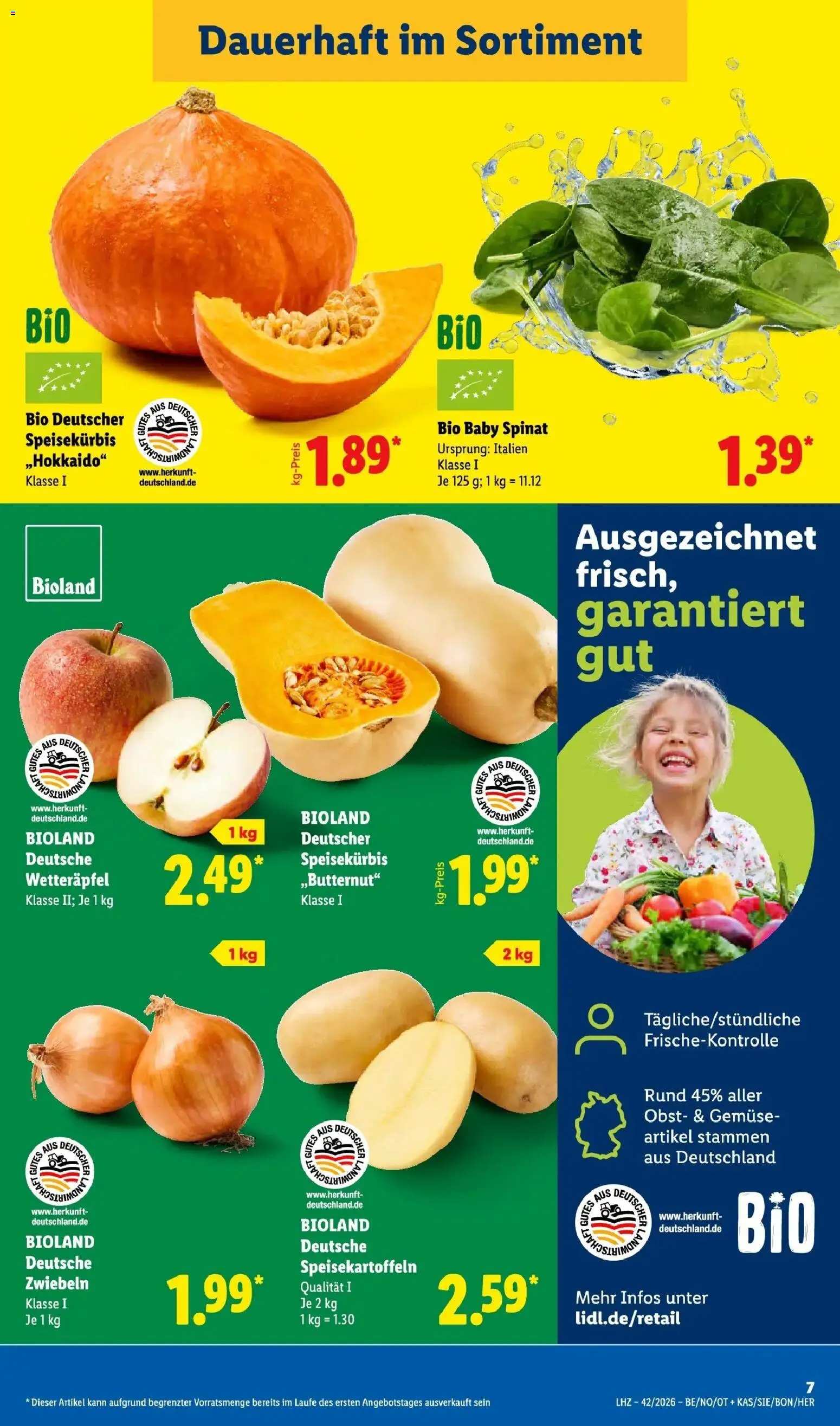 Lidl Prospekt Braunschweig (ab 12.10.2026) zum Blättern » Angebote | Seite: 7 | Produkte: Apple, Zwiebeln, Gemüse, Obst