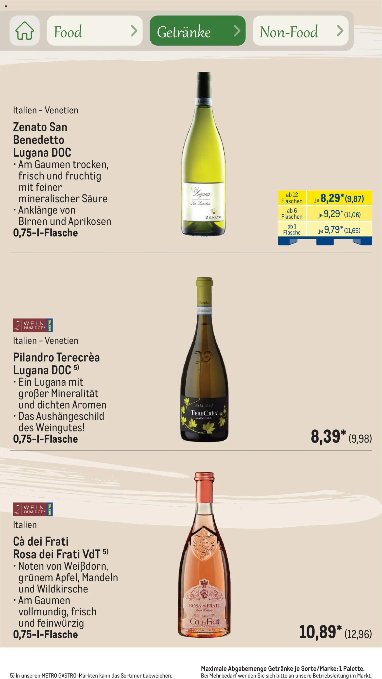 Metro Saisonkatalog Outdoor Dining – gültig ab 01.06.2026 | Seite: 50 | Produkte: Mandeln, Wein