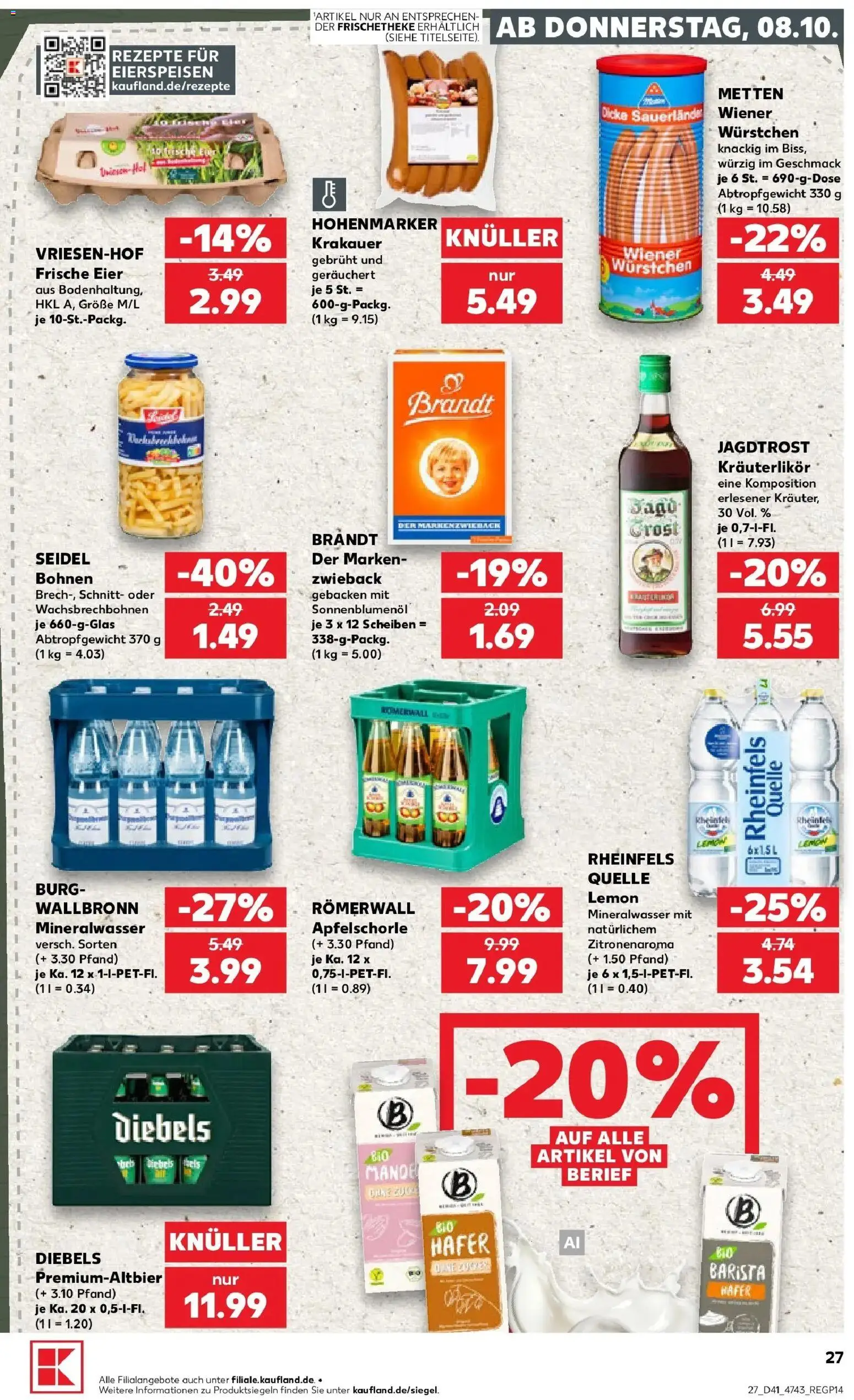 Prospekt Kaufland ab 05.10.2026 » Angebote Online zum Blättern | Seite: 37 | Produkte: Eier, Sonnenblumenol, Mineralwasser, Diebels