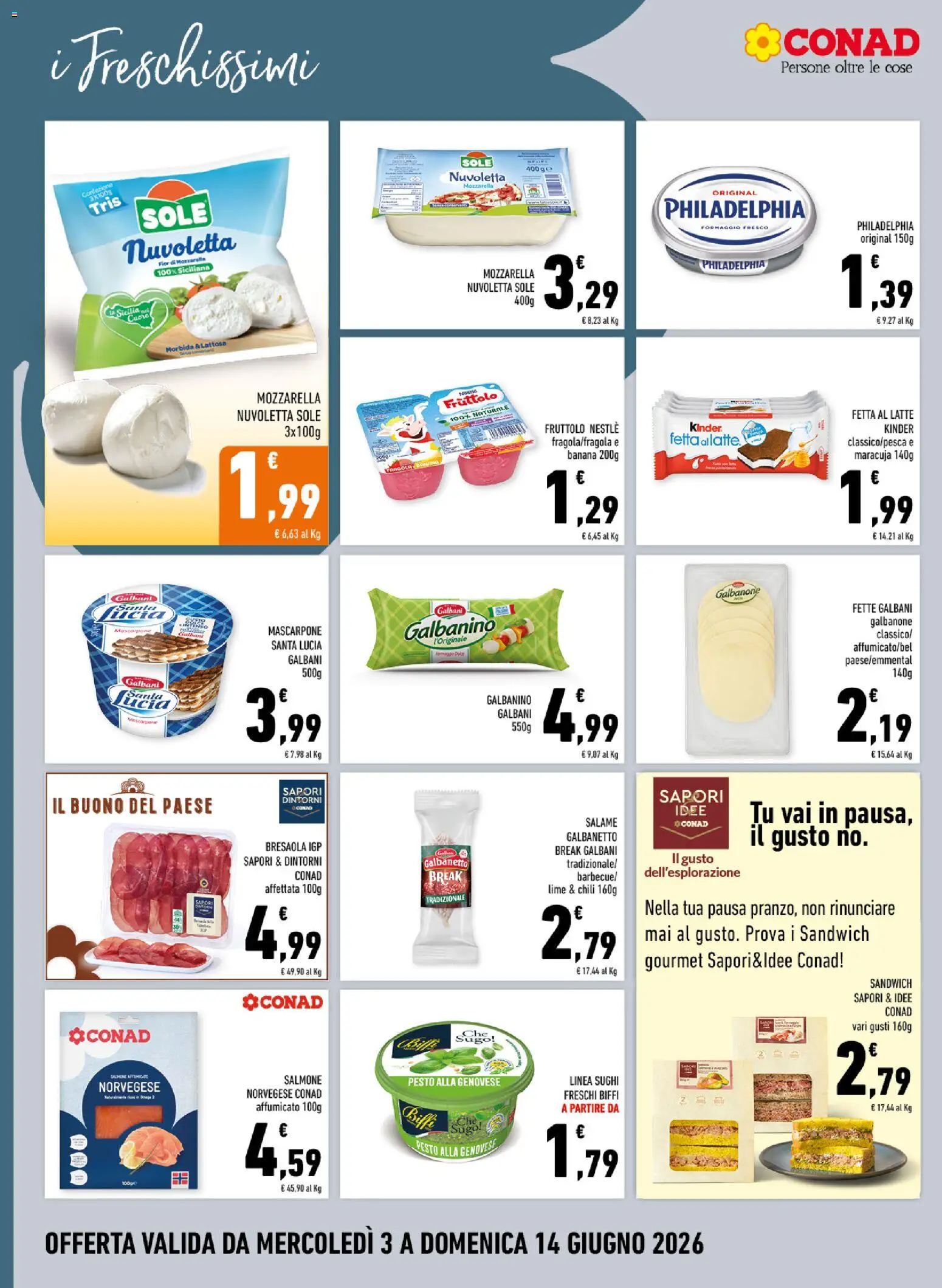 Volantino Conad del 03.06.2026 | Pagina: 10 | Prodotti: Salame, Bresaola, Mozzarella, Formaggio