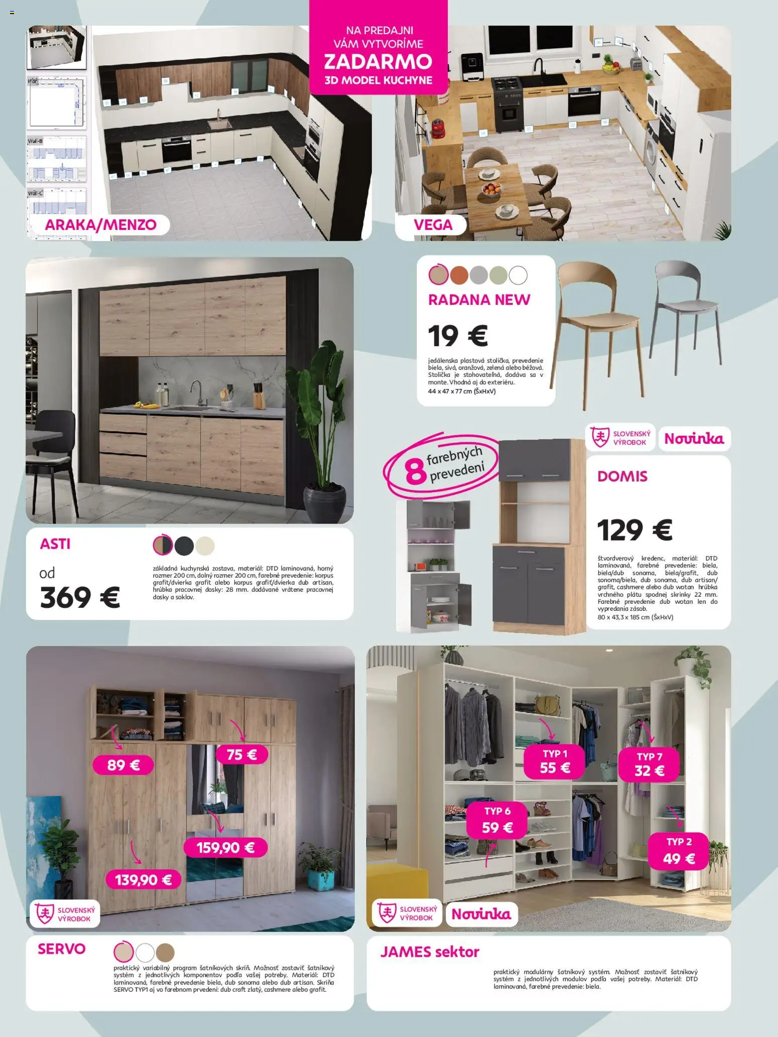 Nové Kondela akcie – leták je platný od 11.03.2026 | Strana: 6 | Produkty: Skriňa, Stolička, Kuchyne