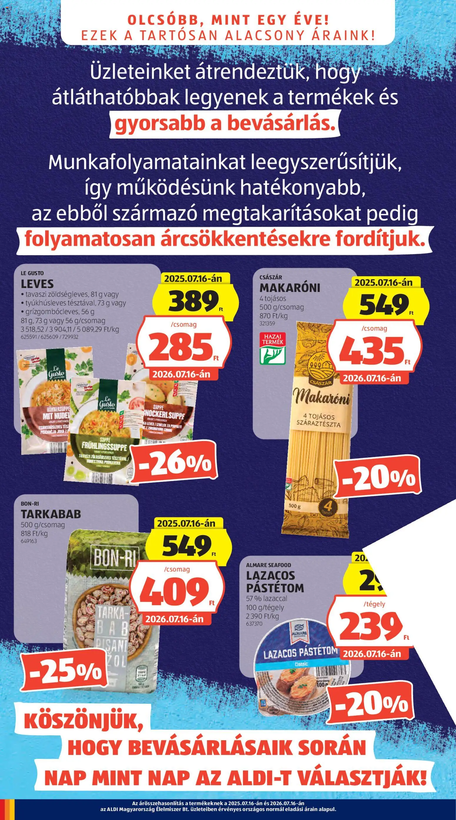 Aldi akciós ujság - amely érvényes a következő dátumtól: 2026.07.16. | Oldal: 4 | Termékek: Seafood, Makaróni, Lé, Pástétom