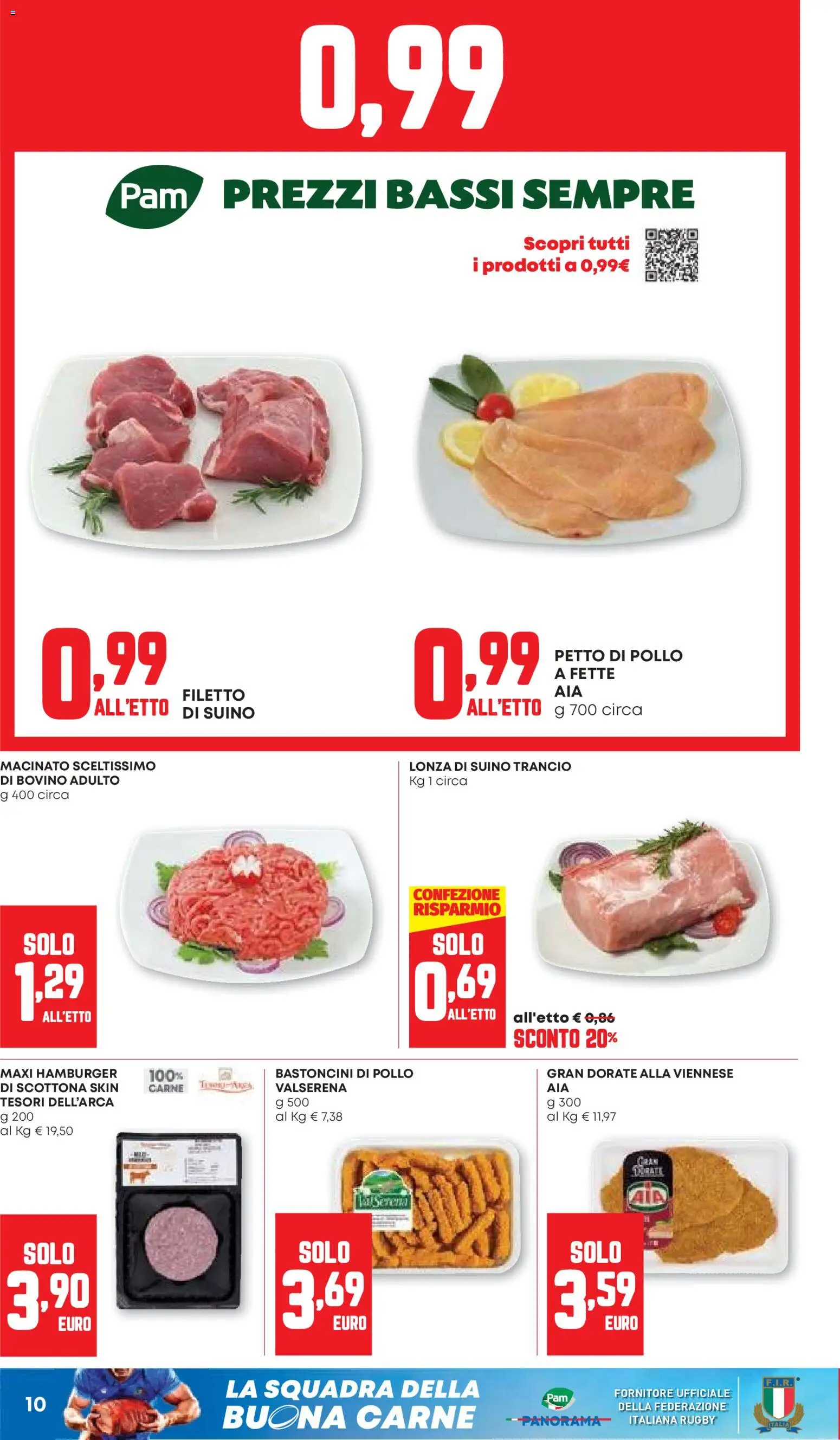 Volantino PAM del 24/09/2026 | Pagina: 10 | Prodotti: Bovino, Pollo, Hamburger, Macinato