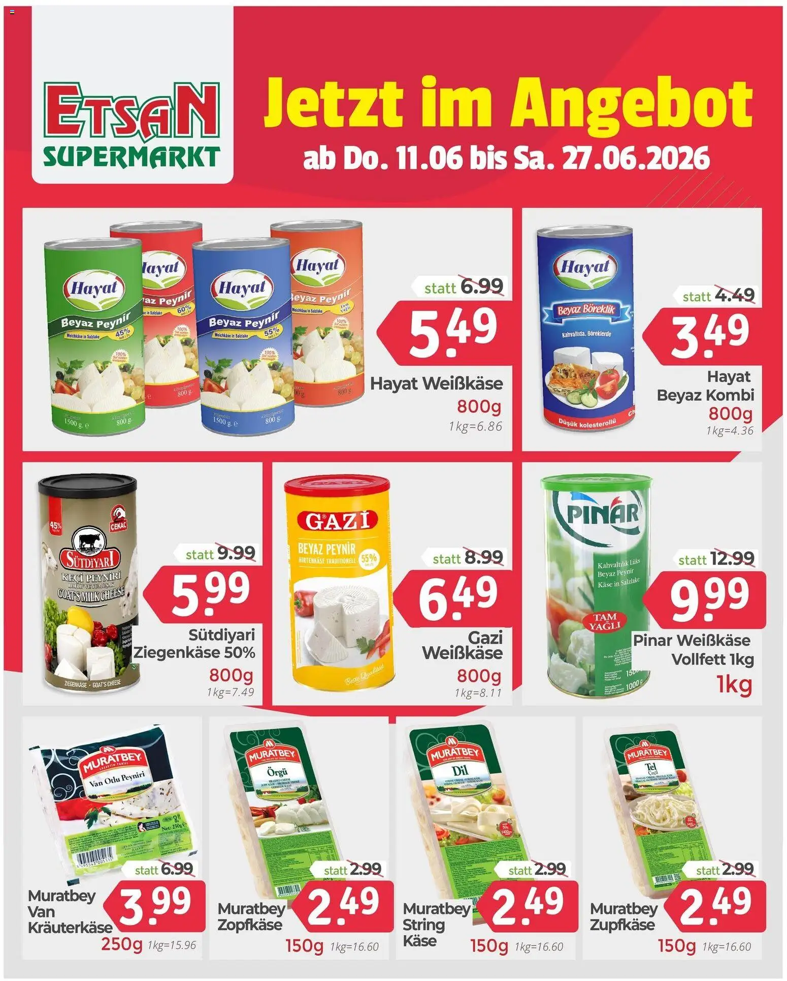 ETSAN Flugblatt gültig ab 11.06.2026 | Seite: 1 | Produkte: Käse