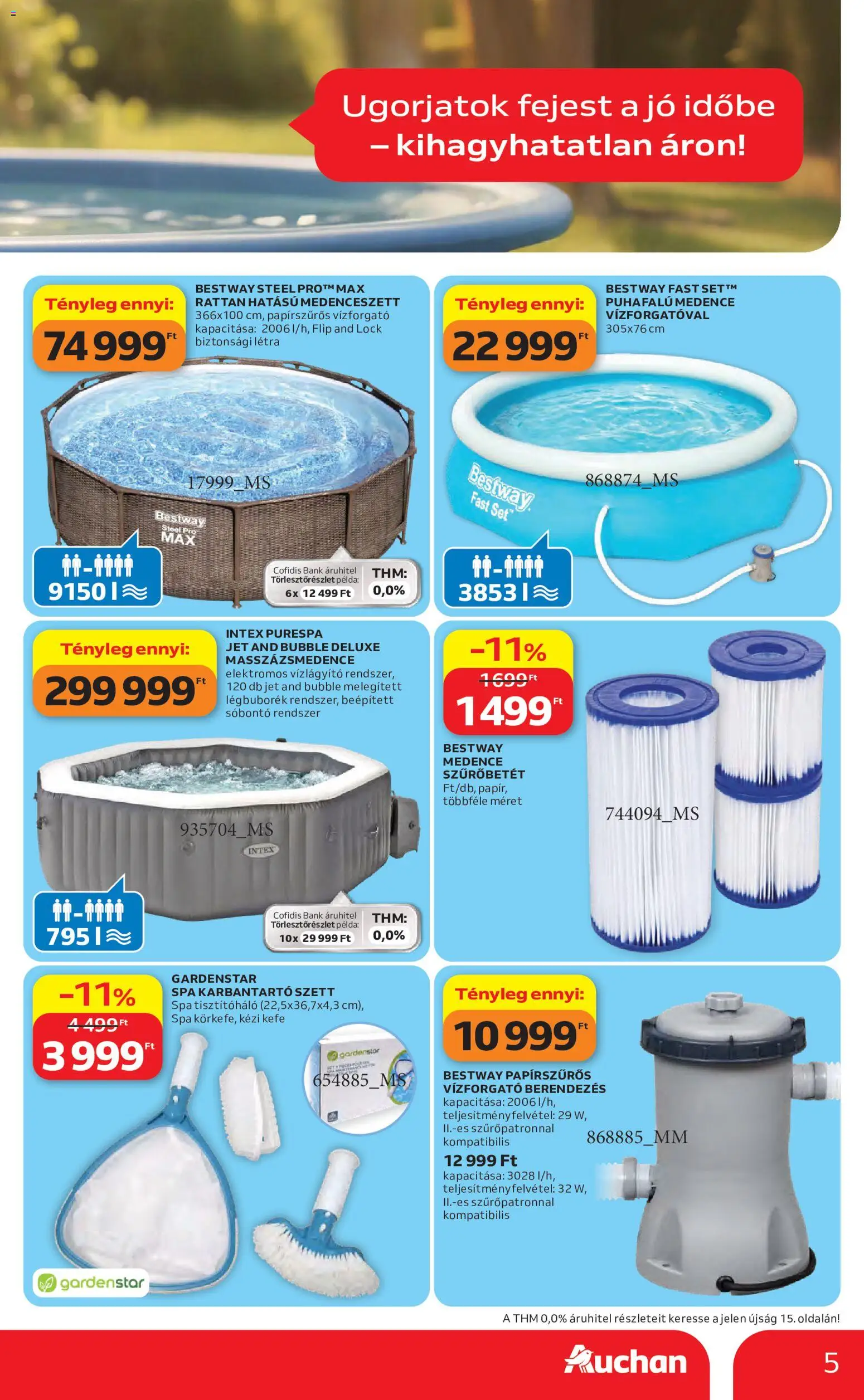 Auchan akciós ujság - amely érvényes a következő dátumtól: 11.06.2026 | Oldal: 5 | Termékek: Medence, Létra, Kefe