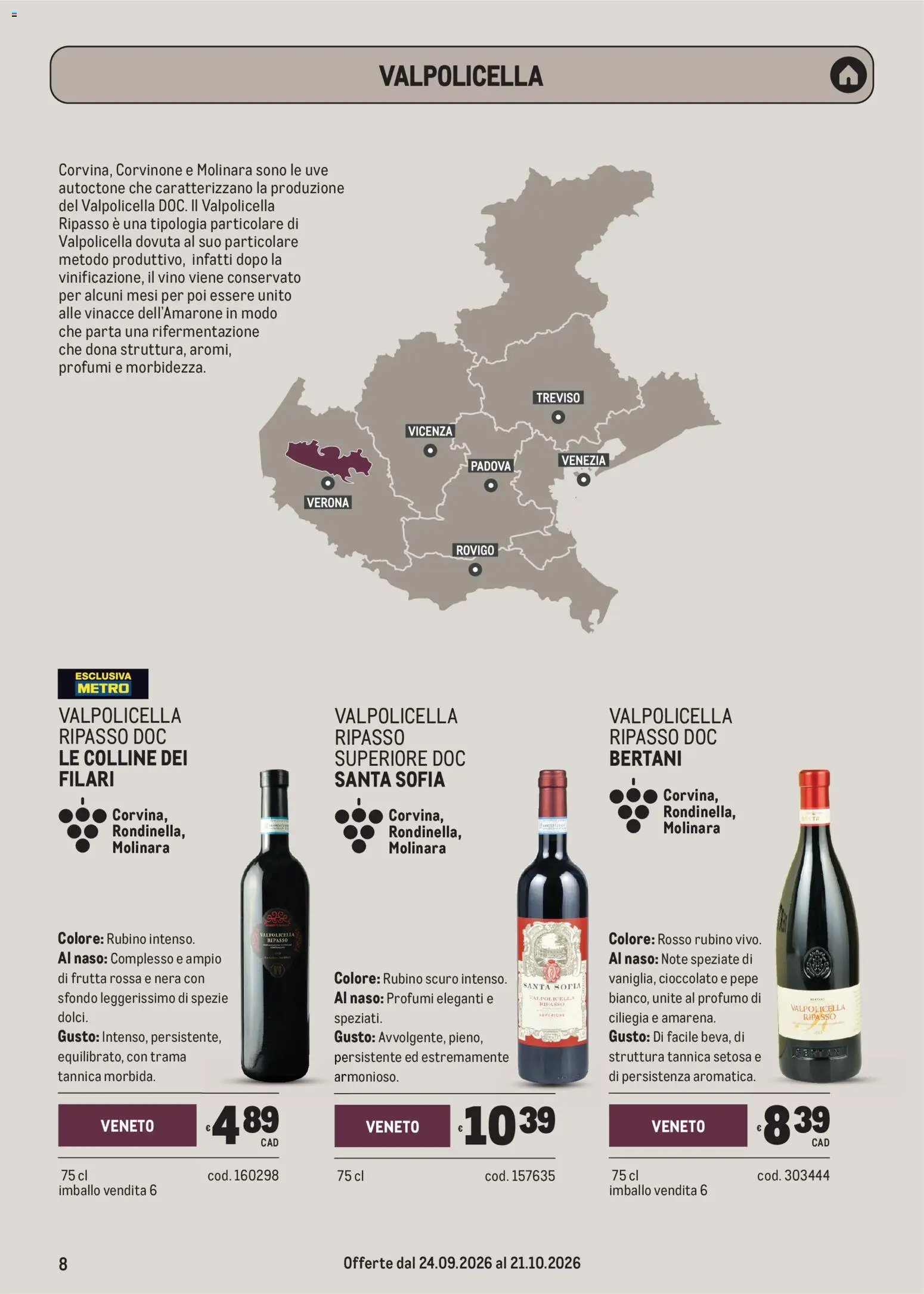 Volantino Metro del 24/09/2026 | Pagina: 8 | Prodotti: Cioccolato, Frutta, Pepe, Vino