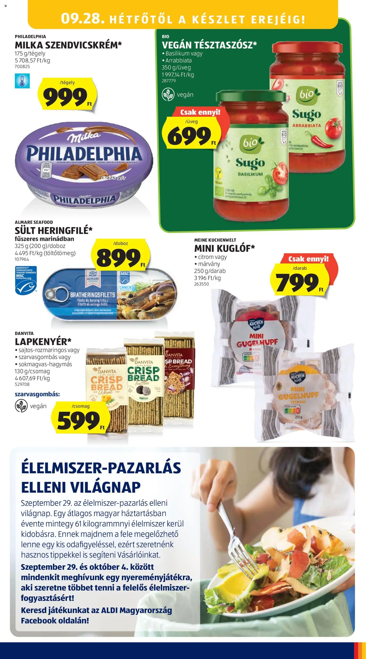 Aldi akciós ujság - amely érvényes a következő dátumtól: 2026.09.24. | Oldal: 21 | Termékek: Seafood, Milka, Philadelphia, Vegán