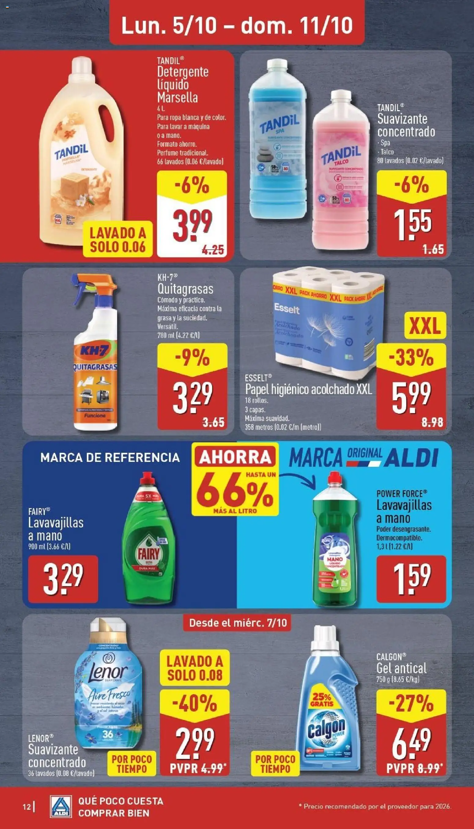 Aldi folleto Canarias │ válido desde el 05/10/2026 | Página: 12 | Productos: Papel higienico, Ropa, Detergente líquido, Suavizante