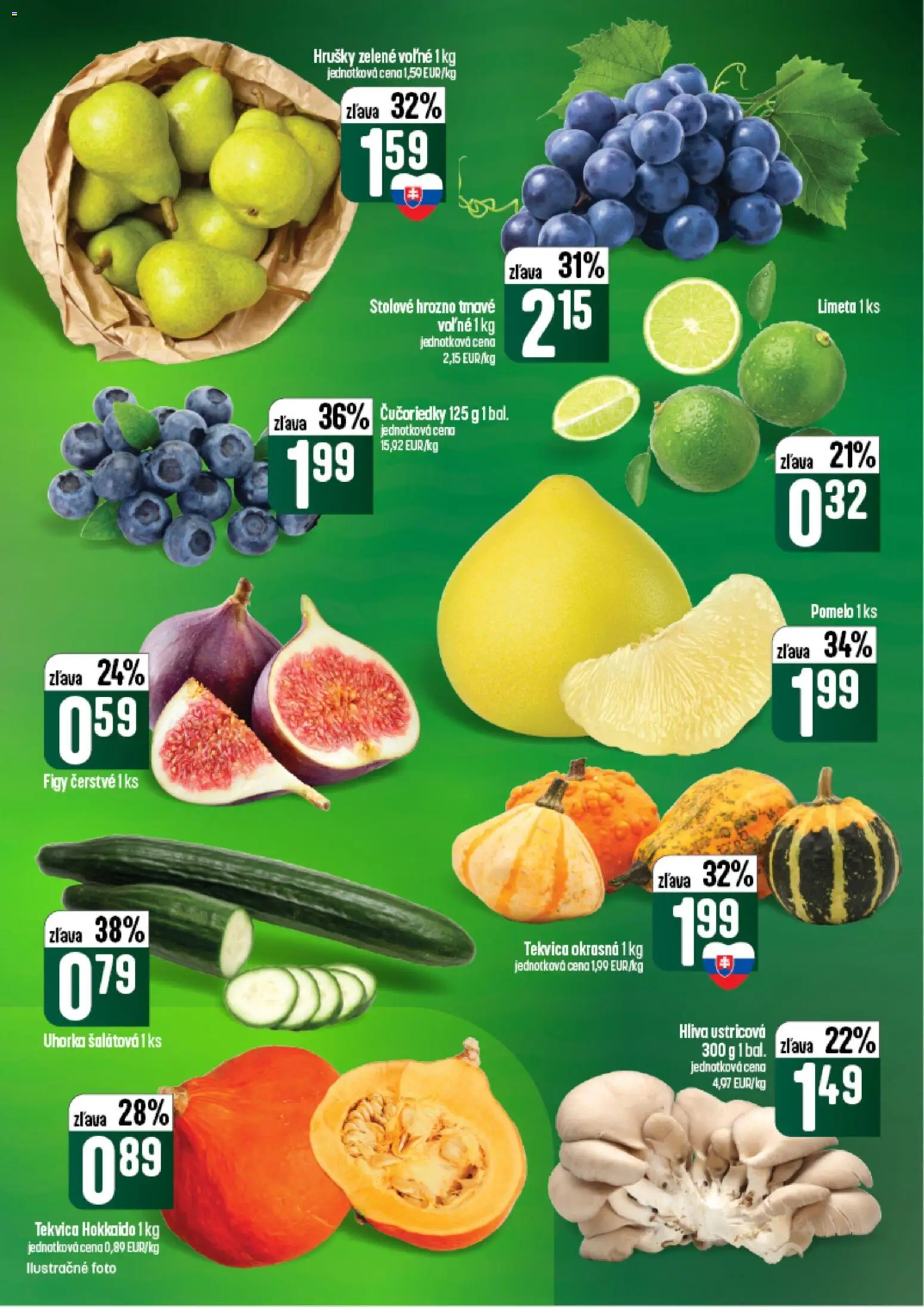 Nové COOP Jednota akcie – leták je platný od 24.09.2026 | Strana: 7 | Produkty: Uhorka, Uhorka šalátová, Čučoriedky, Hrozno