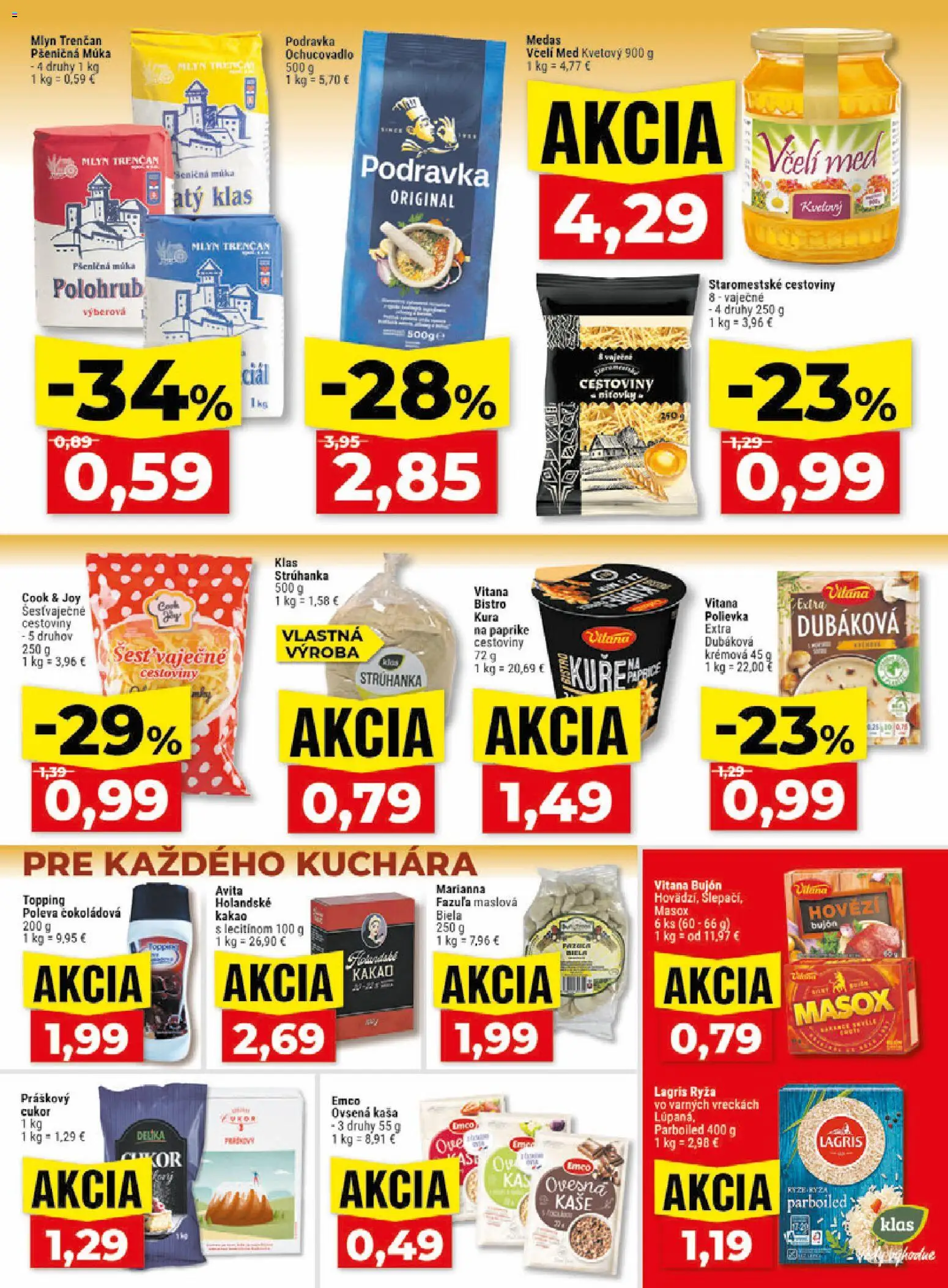 Nové Klas akcie – leták je platný od 10.08.2026 | Strana: 14 | Produkty: Vaňa, Masox, Múka, Kaša