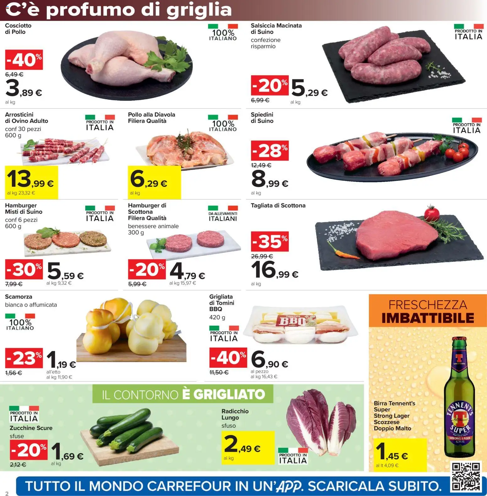 Volantino Carrefour del 21.04.2026 | Pagina: 2 | Prodotti: Birra, Pollo, Suino, Hamburger