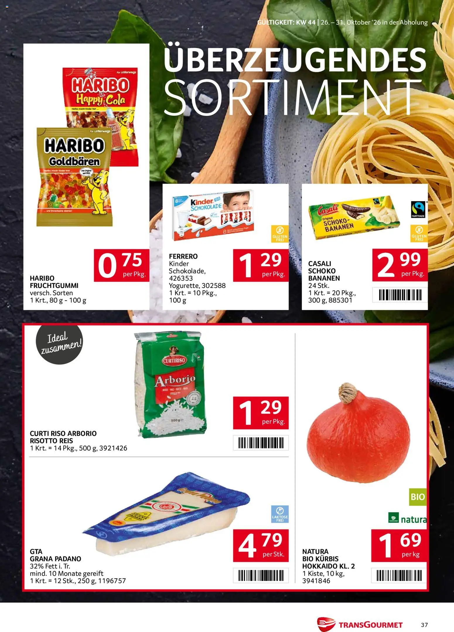Transgourmet Abhol Aktion gültig ab 26.10.2026 | Seite: 37 | Produkte: Kürbis, Schokolade, Bananen, Reis