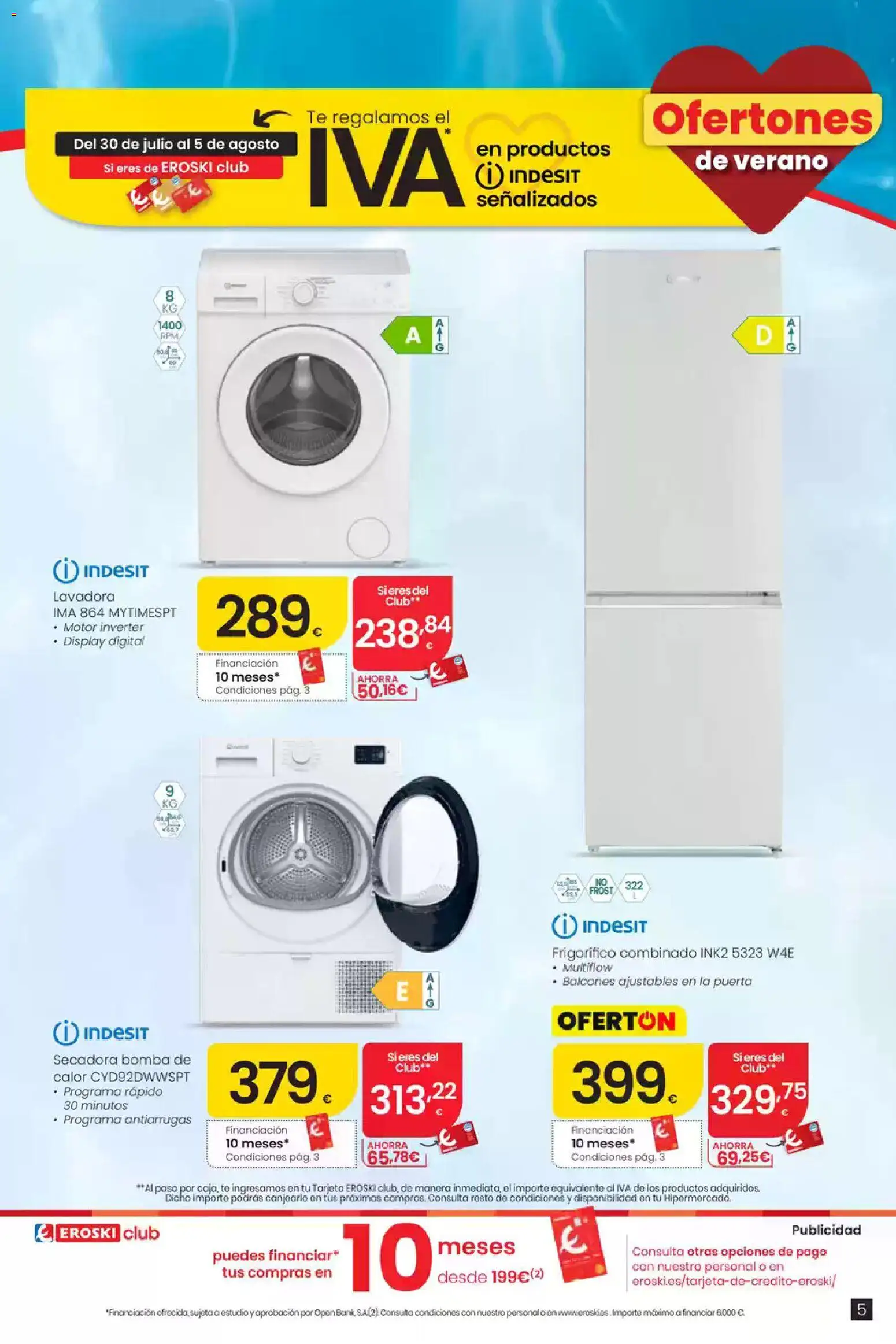 Eroski Te regalamos el Iva en televisores y electrodomésticos │ válido desde el 30/07/2026 | Página: 5 | Productos: Té, Lavadora, Secadora
