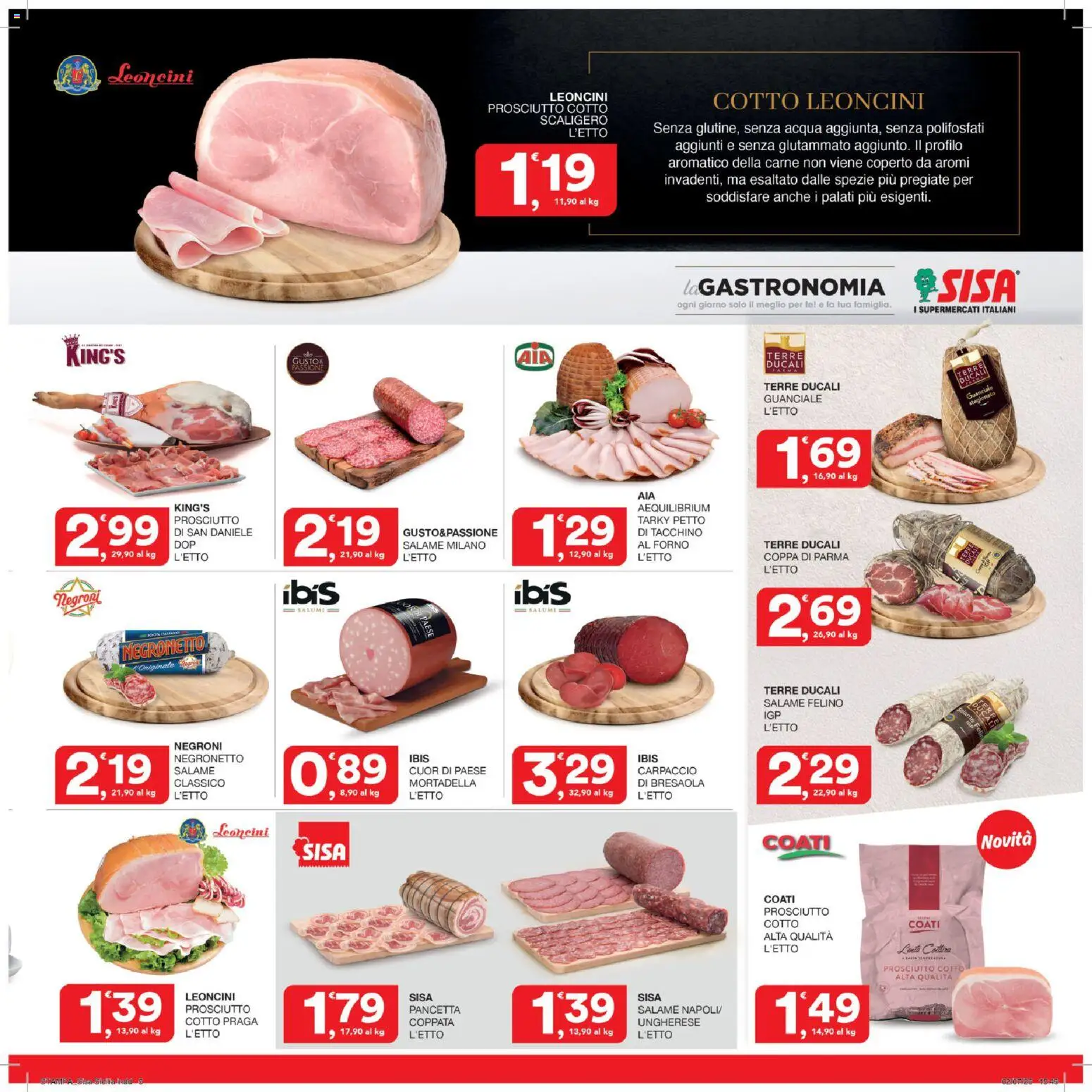 Volantino SISA del 16/07/2026 | Pagina: 5 | Prodotti: Prosciutto Cotto, Pancetta, Tacchino, Forno
