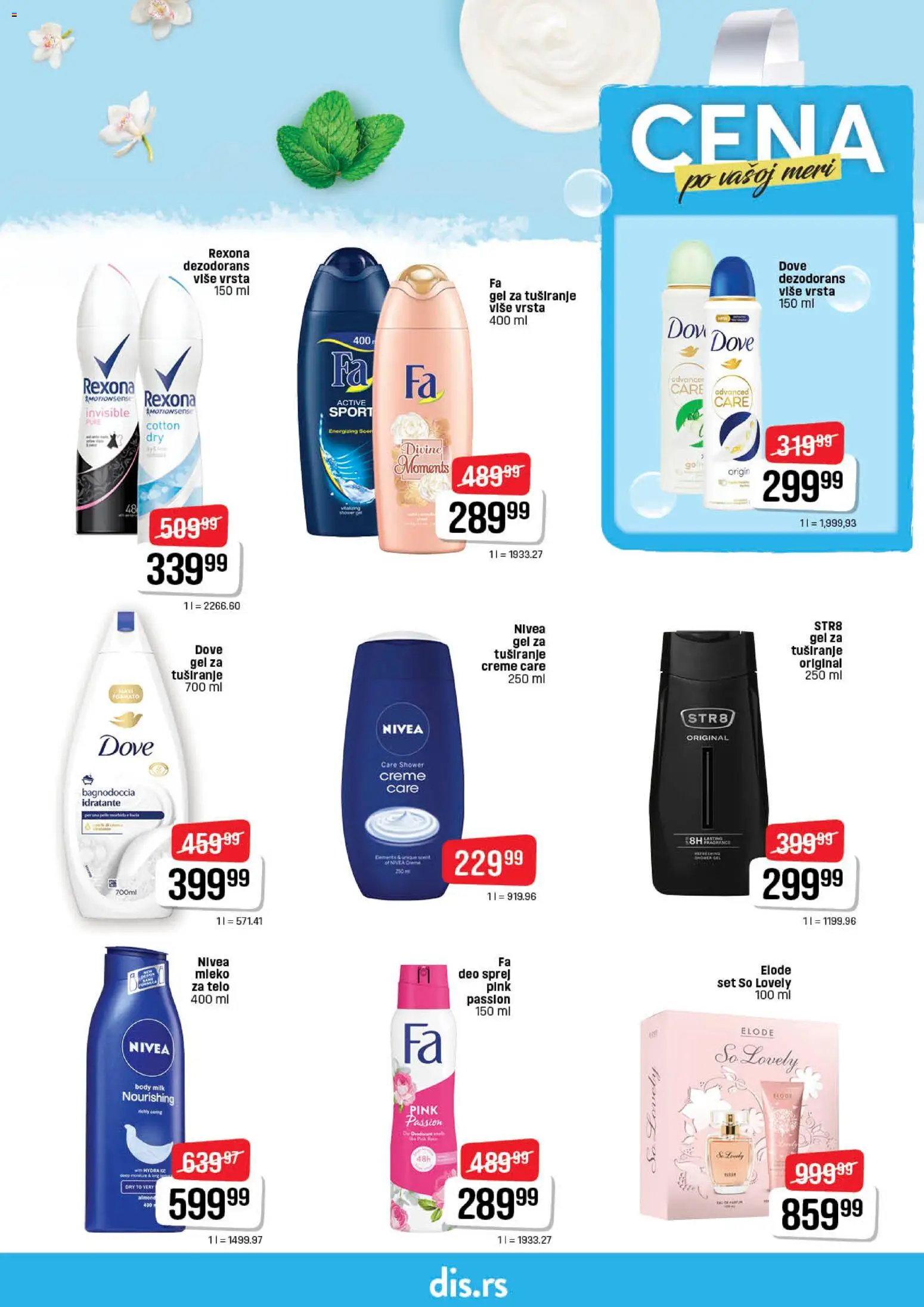 DIS katalog - važi od 09.04.2026 | Strana: 17 | Proizvode: So, Mleko, Gel za tuširanje, Dezodorans