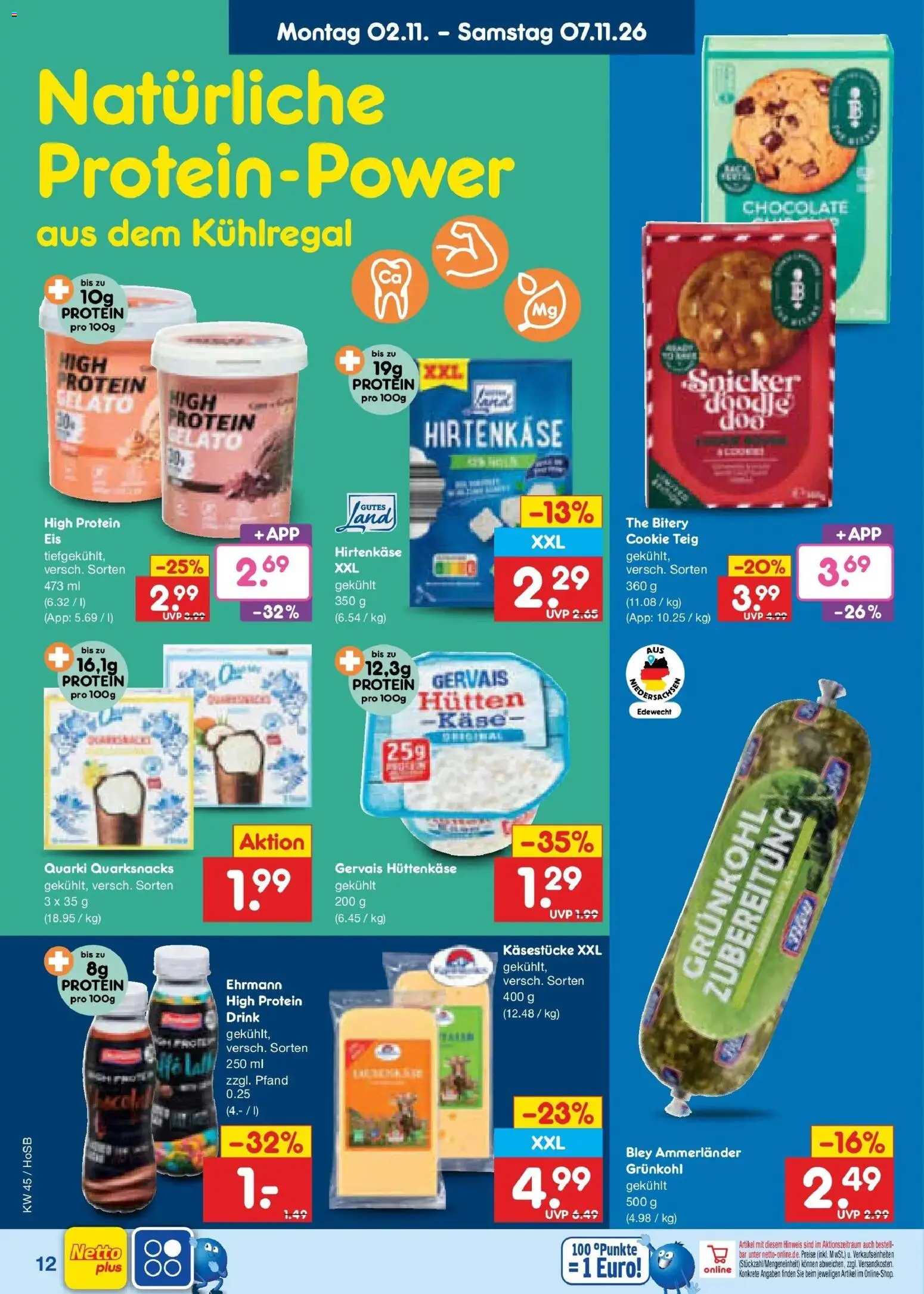 Netto Marken-Discount Prospekt Hannover (ab 02.11.2026) » Angebote | Seite: 20 | Produkte: Käse, Hüttenkäse