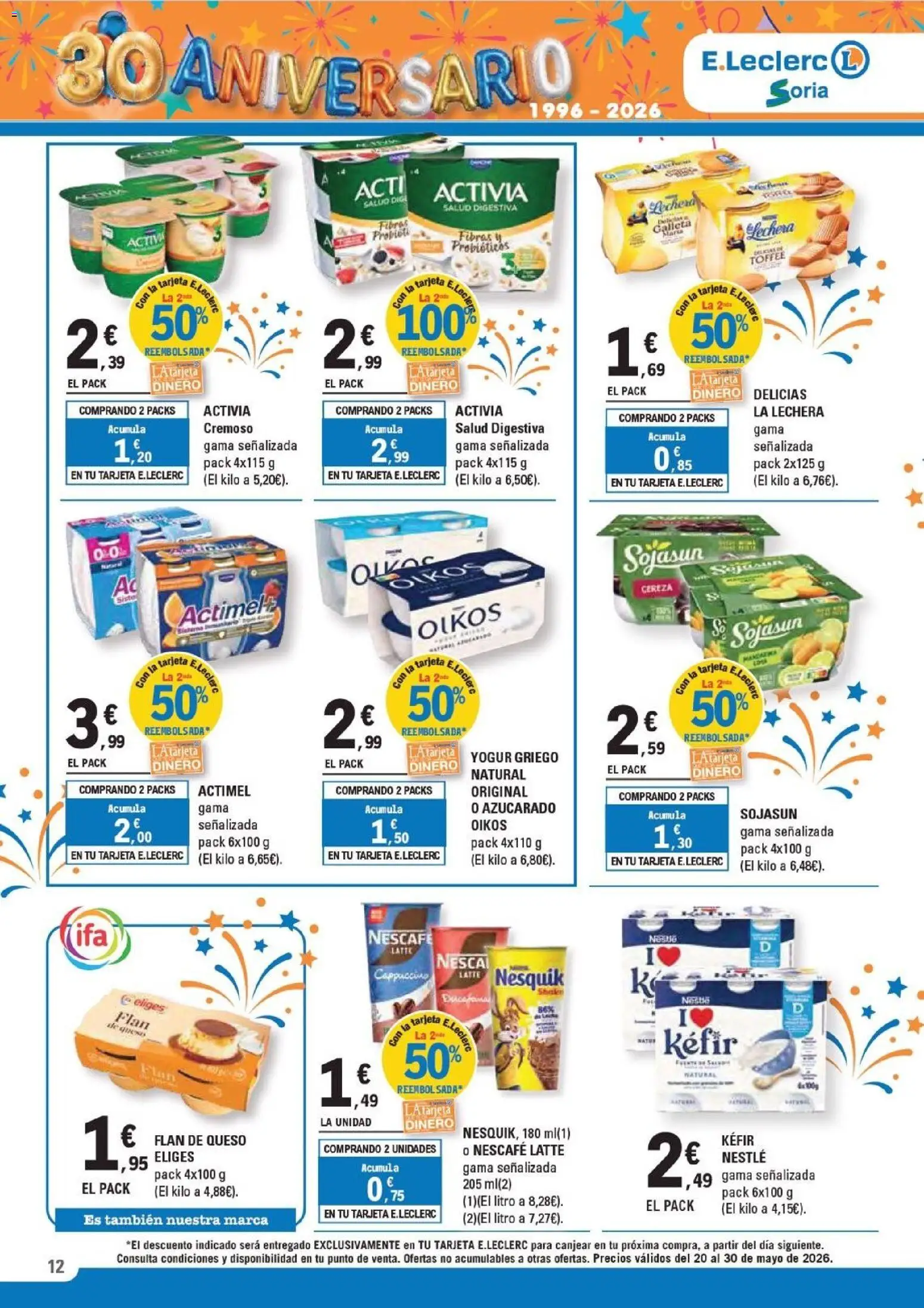 E.Leclerc Soria │ válido desde el 20.05.2026 | Página: 12 | Productos: Queso, Yogur, Μαγειρική εστία