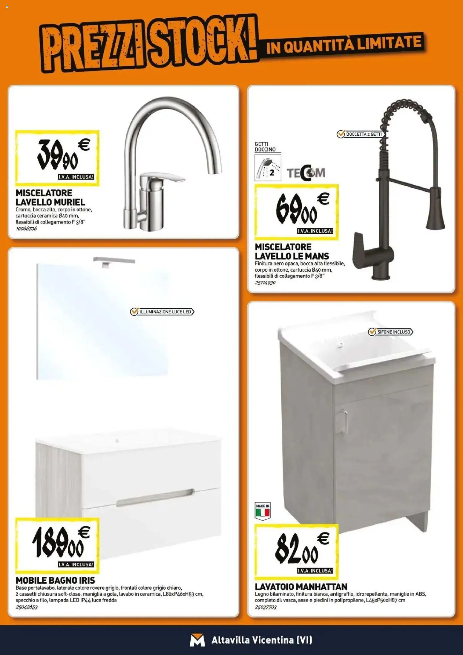 Volantino TECNOMAT del 23.04.2026 | Pagina: 6 | Prodotti: Miscelatore, Bagno, Specchio, Lampada