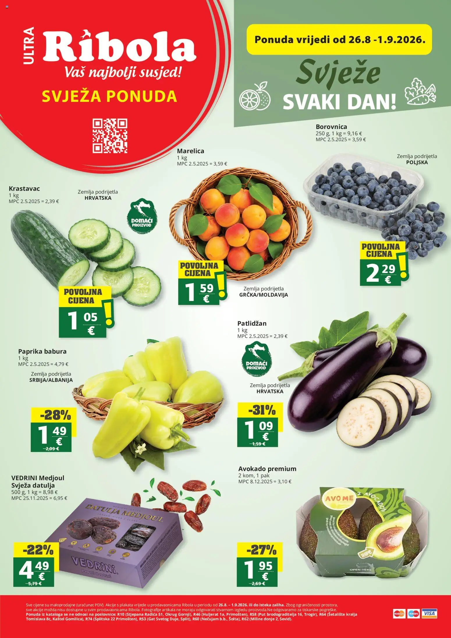 Ribola katalog | vrijedi od 26.08.2026 | Stranica: 1 | Proizvodi: Zemlja, Paprika, Patlidžan, Borovnica