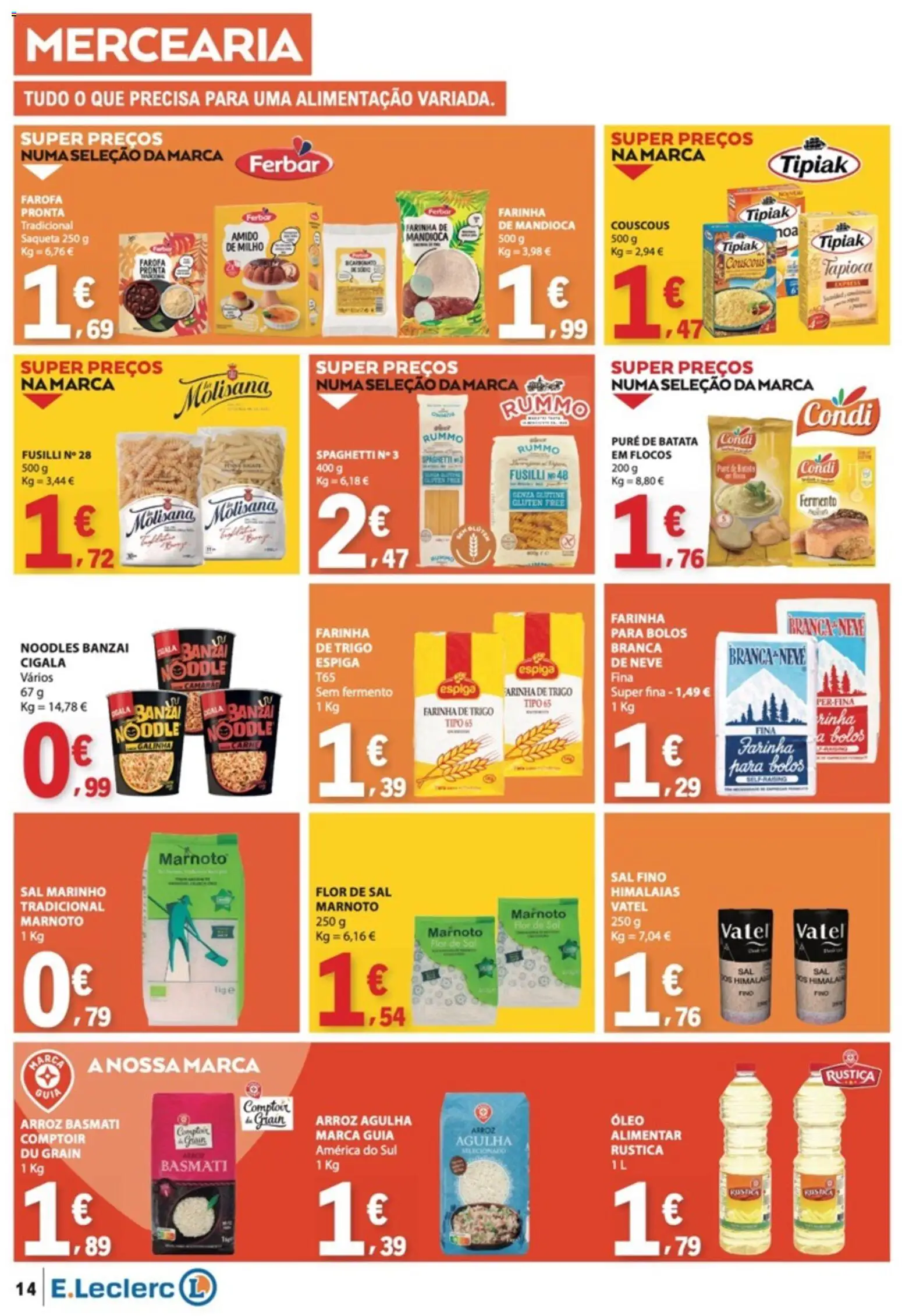 E.Leclerc folheto │ válido de 13/08/2026 | Página: 14 | Produtos: Batata, Farinha de trigo, Óleo, Carne