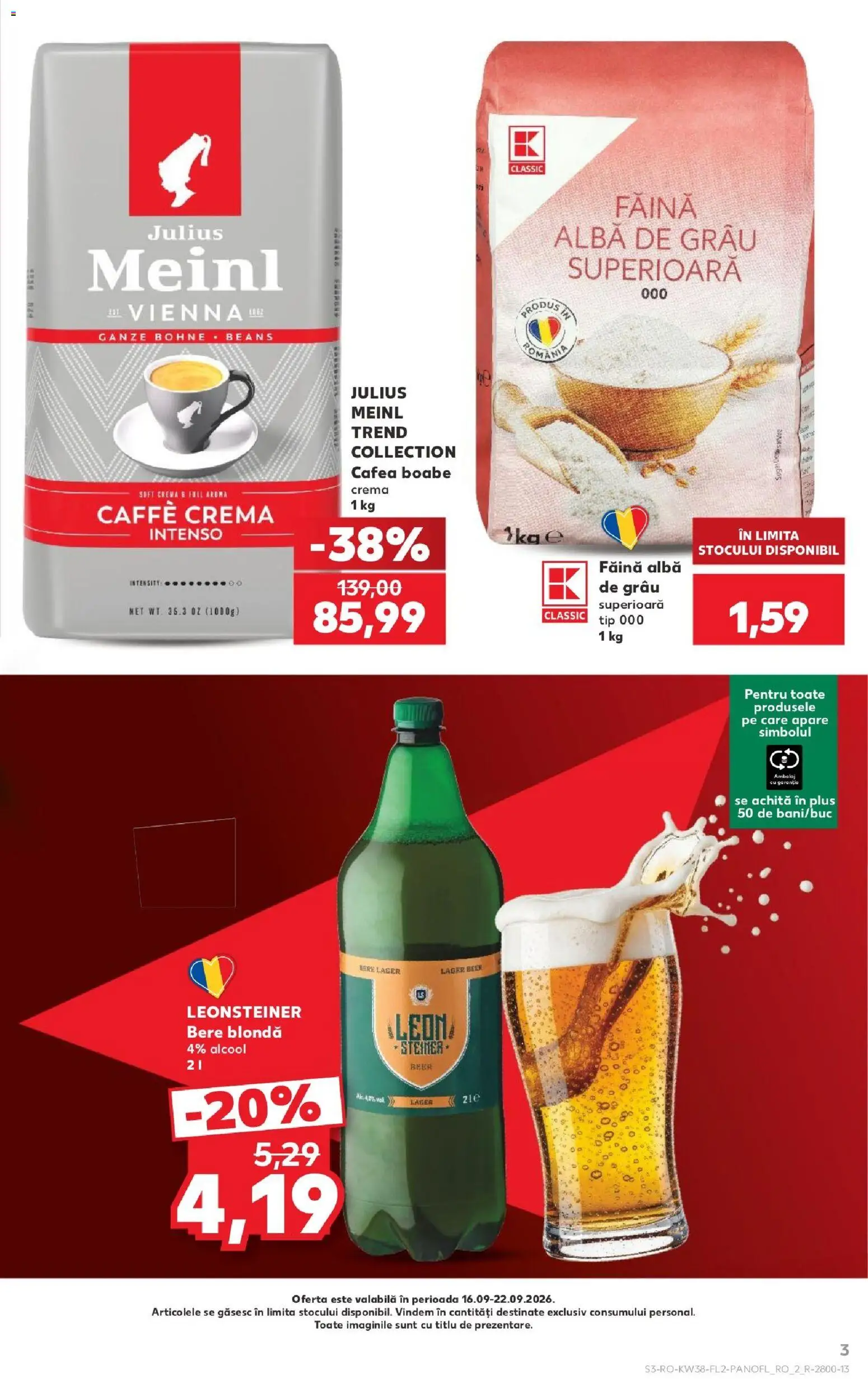 Noul catalog Kaufland – valabil de la 16.09.2026 | Pagină: 3 | Produse: Alba, Cafea, Bere, Mere