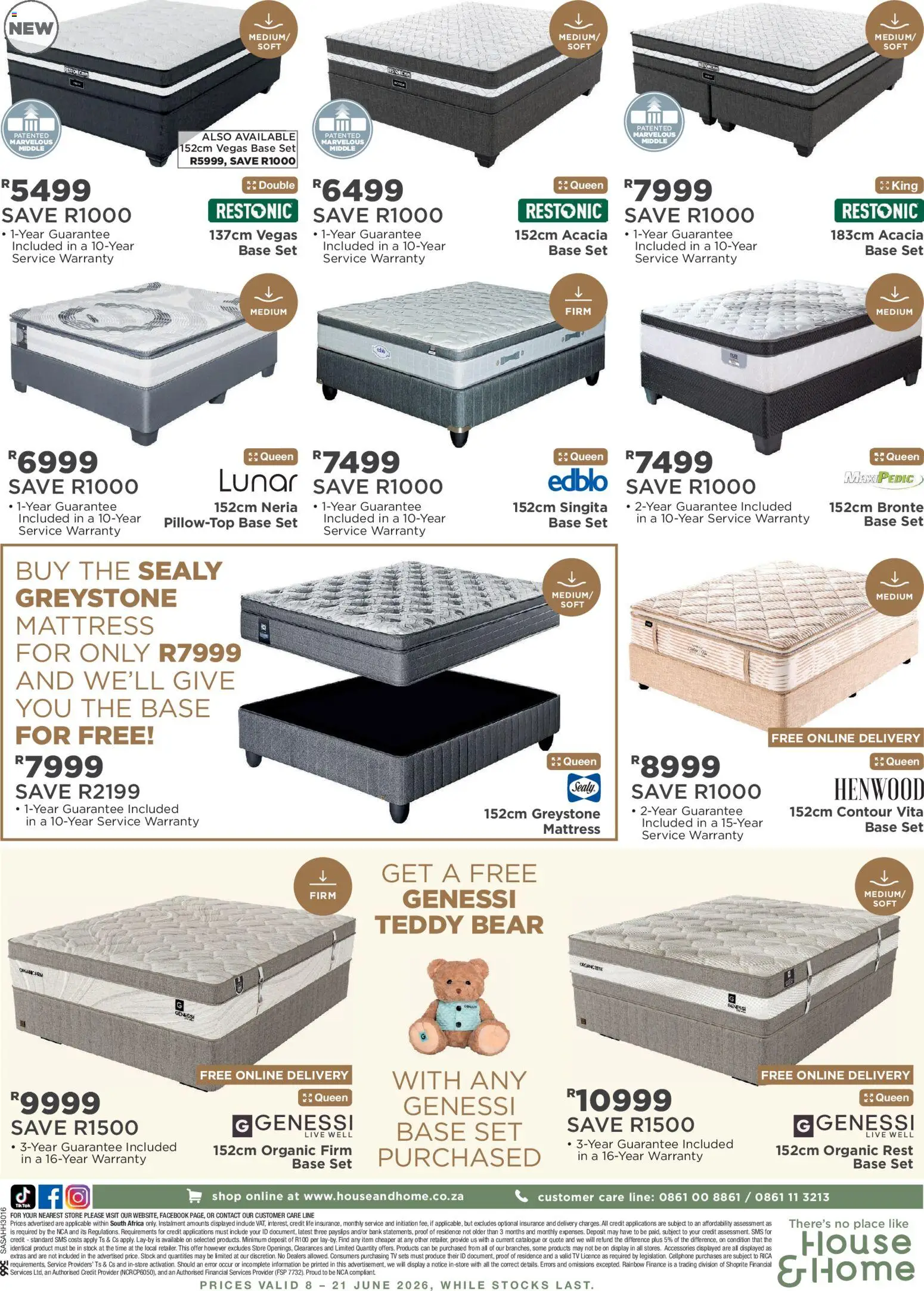 New House and Home catalogue – valid from 08.06.2026 | Page: 12 | Products: Teddy, Mattress, TV, Stock