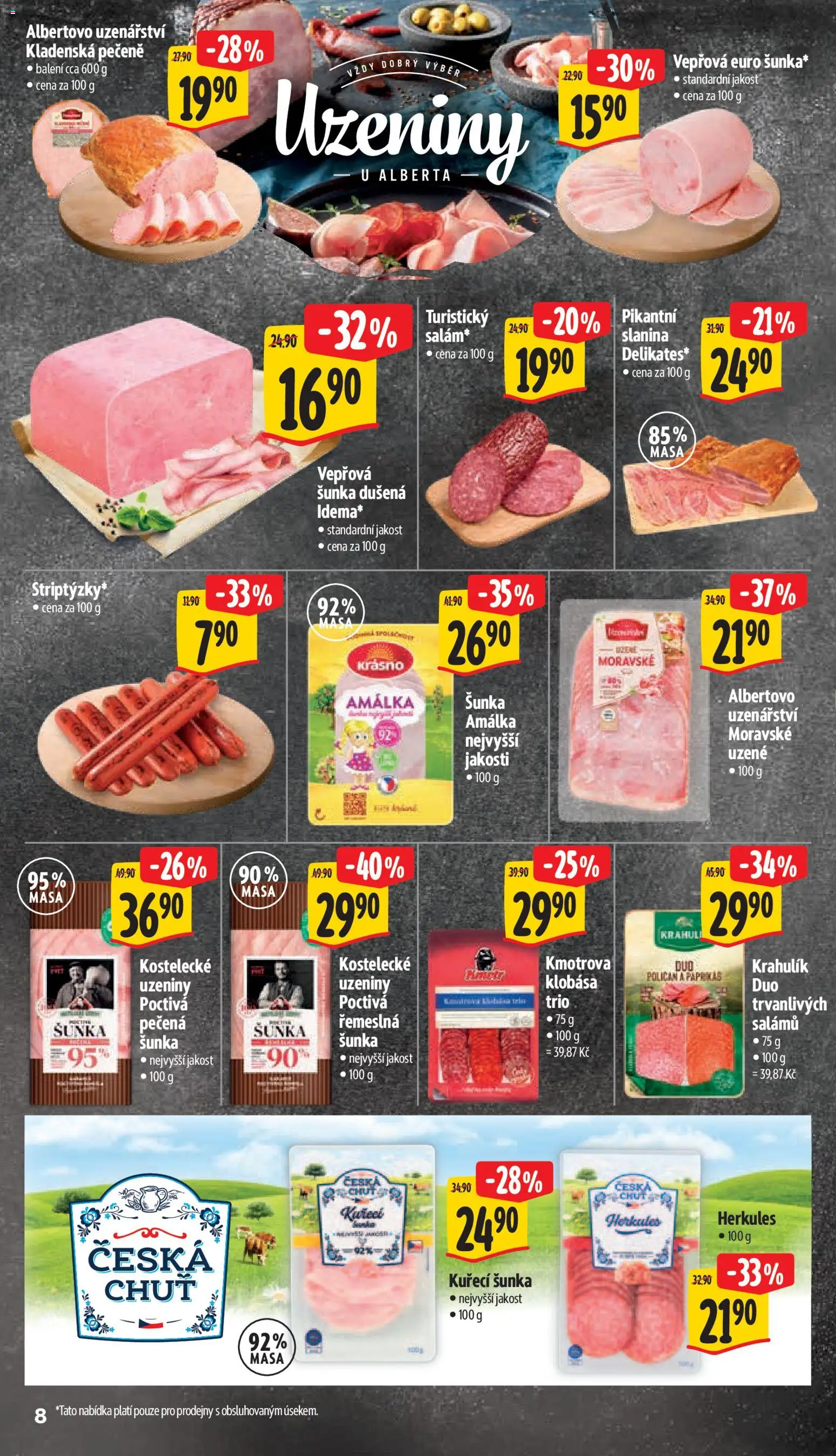 Albert leták - Supermarket od 30.09.2026 | Strana: 18 | Produkty: Šunka, Klobása, Uzeniny, Slanina