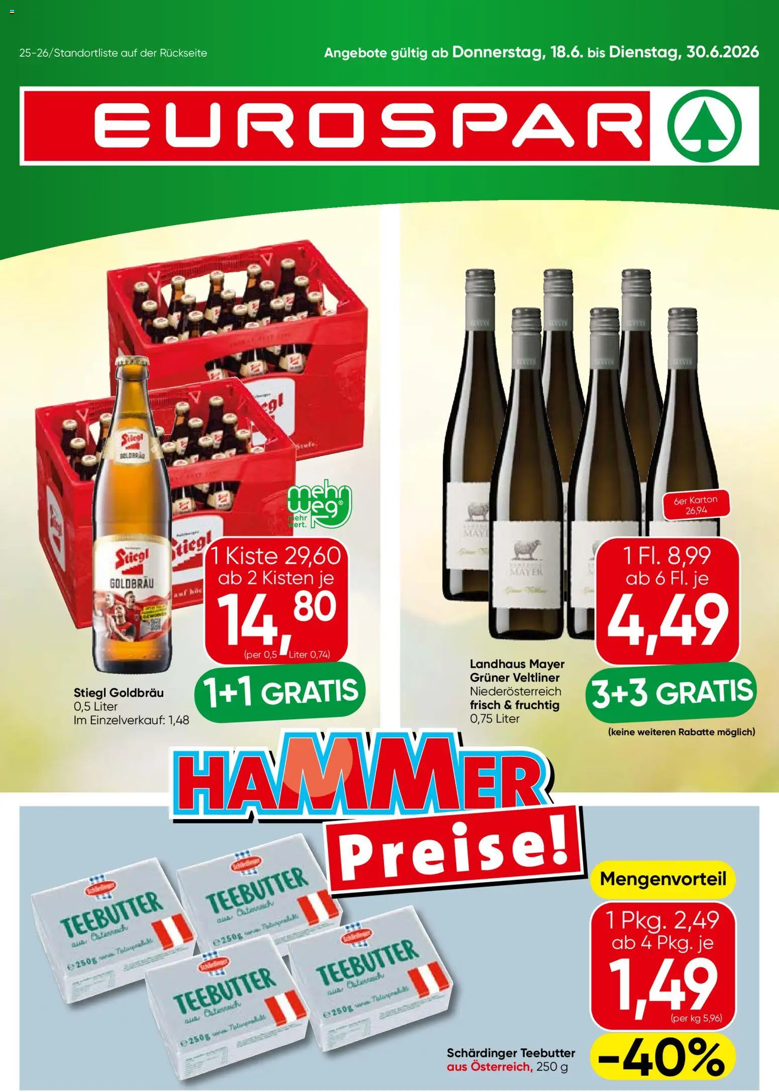 Eurospar Flugblatt gültig ab 18.06.2026 | Seite: 1