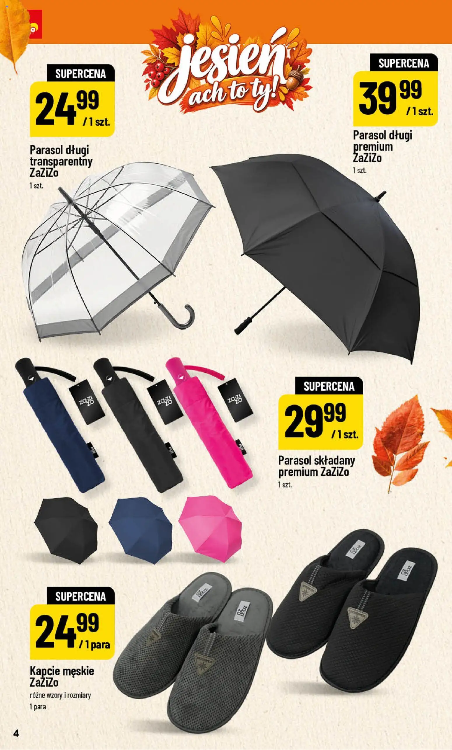 POLOmarket katalog - Jesień od 25.09.2026 | Strona: 4 | Produkty: Kapcie, Parasol