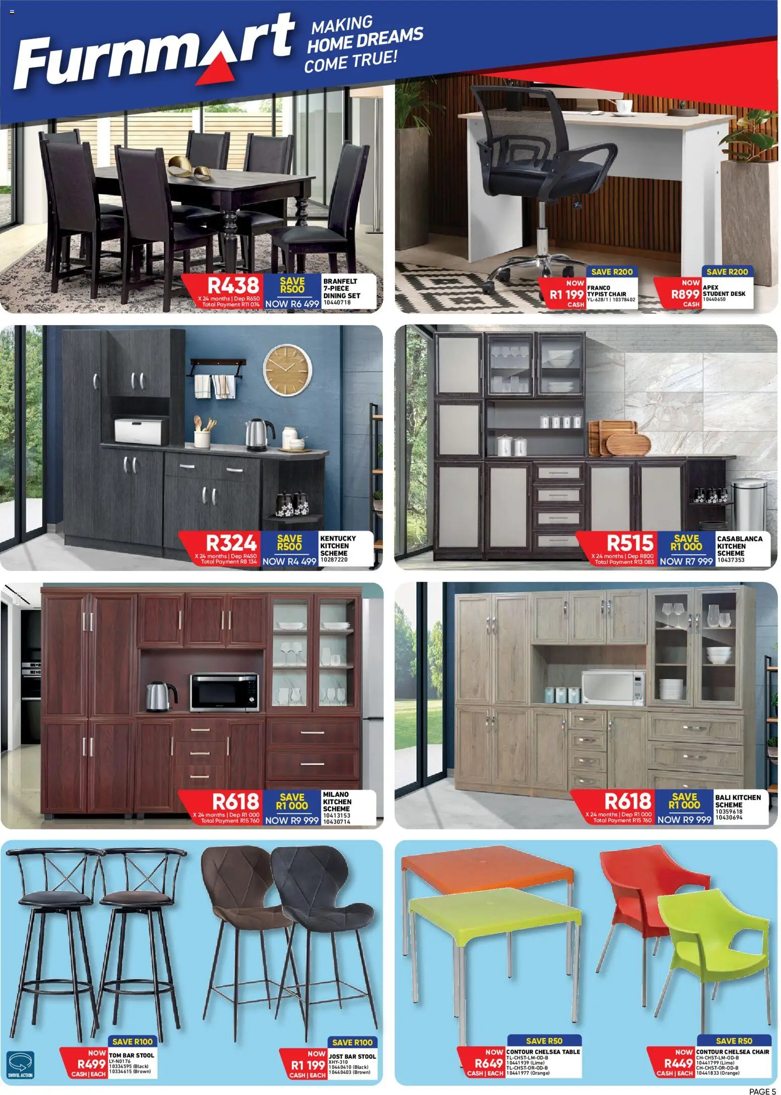 New Furnmart catalogue – valid from 13/07/2026 | Page: 5 | Products: Stool, Table, Chair, Lime