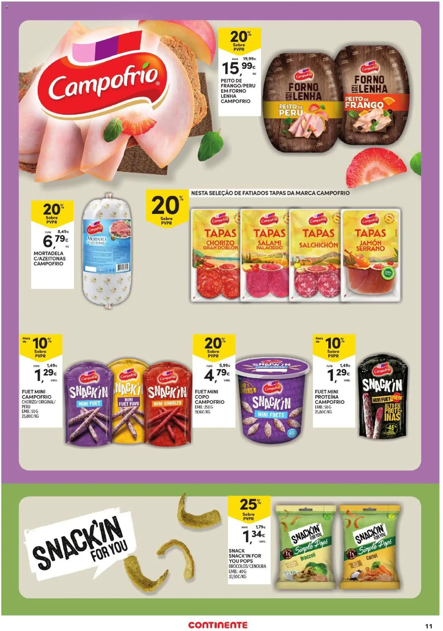 Continente Toda a gente poupa em tudo │ válido de 29/10/2026 | Página: 11 | Produtos: Mortadela, Forno, Peito de frango, Frango