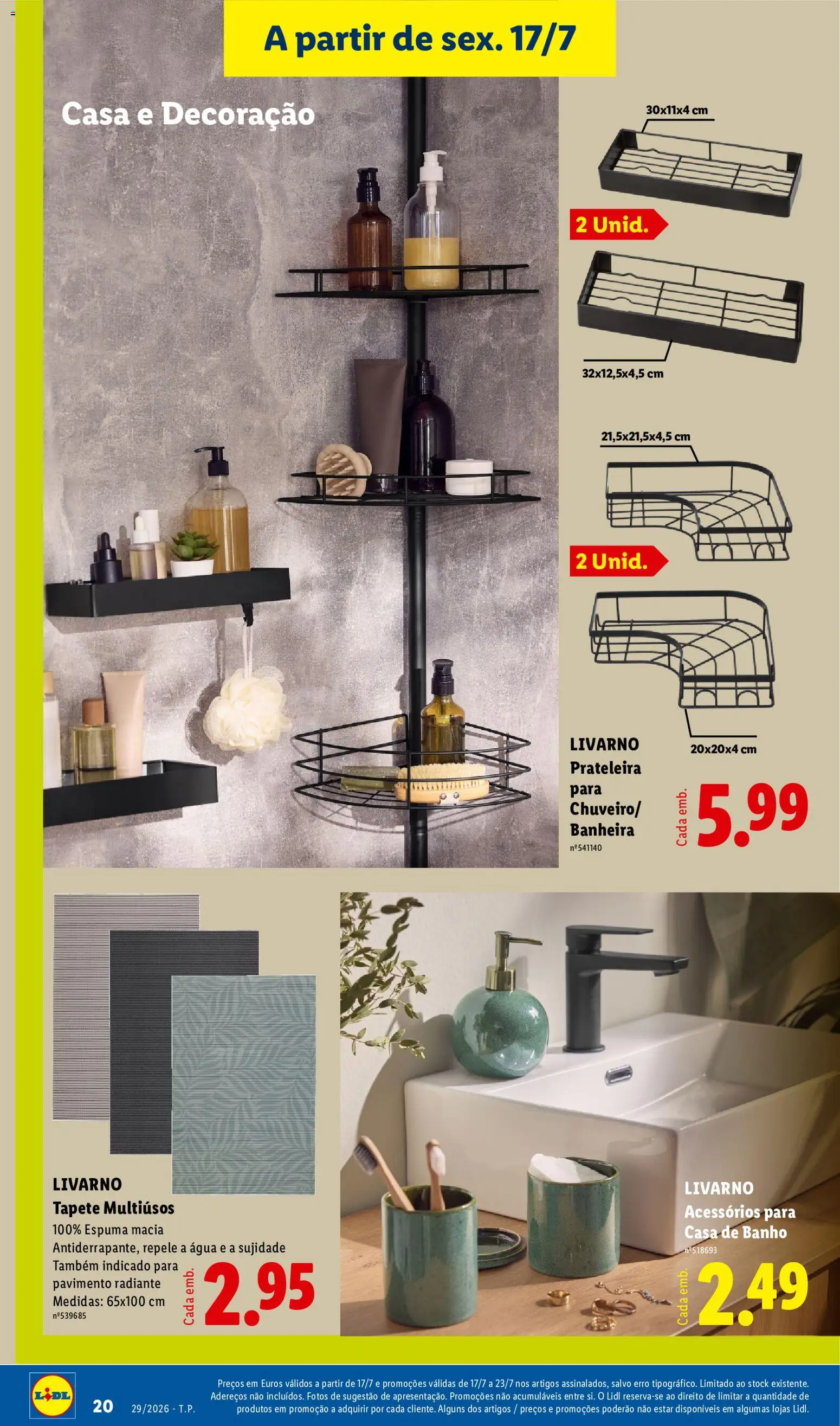 Lidl Novidades │ válido de 13/07/2026 | Página: 20 | Produtos: Agua, Prateleira, Chuveiro, Casa de banho