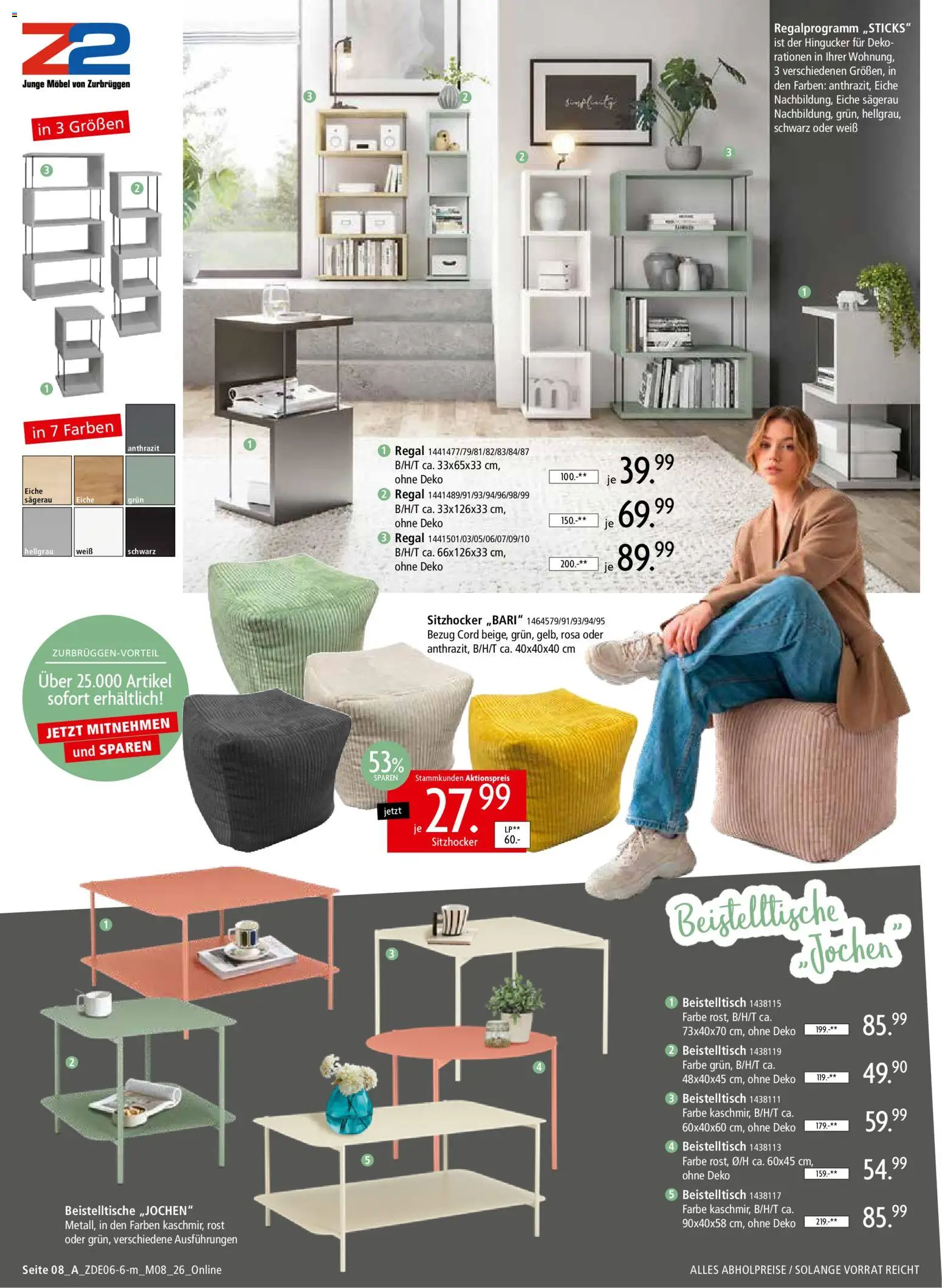 Zurbrüggen Mitnahme Möbel – gültig ab 13.06.2026 | Seite: 14 | Produkte: Beistelltisch, Regal