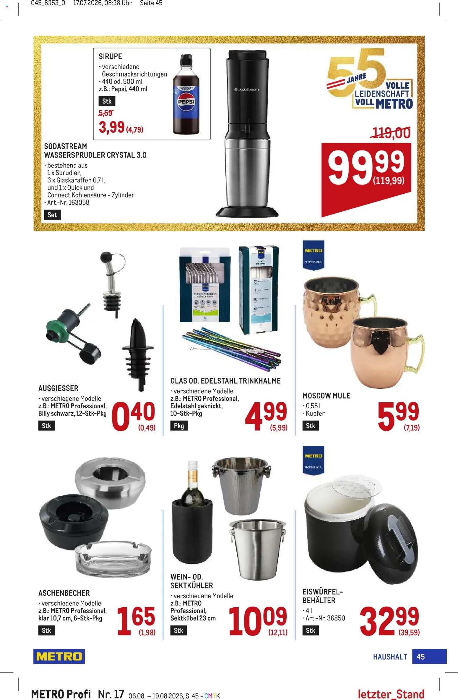 Metro angebote Profi gültig ab 06.08.2026 | Seite: 45 | Produkte: Uhr, Wein, Pepsi