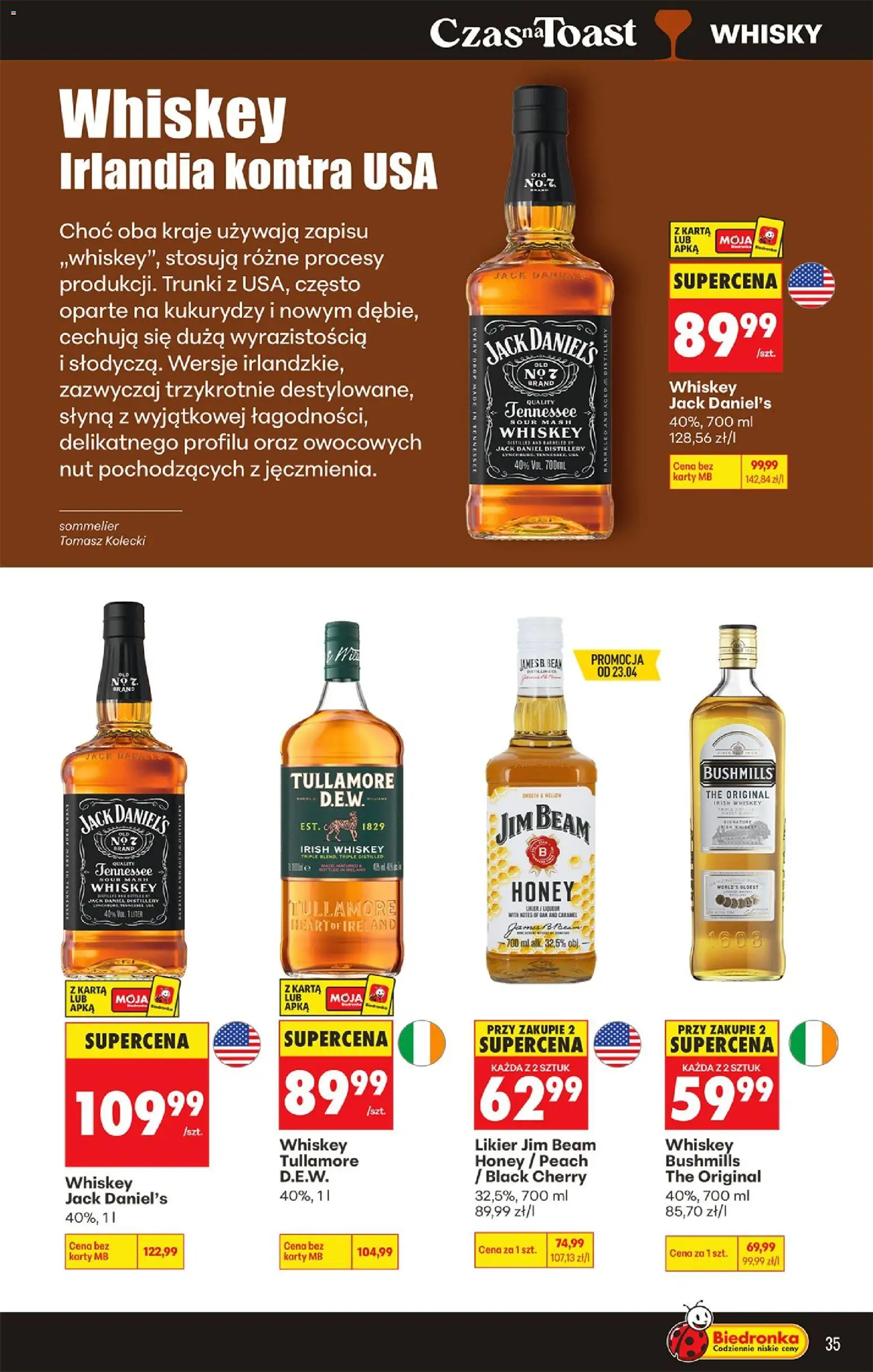 Biedronka Polsko leták - Czas na toast od 20.04.2026 | Strana: 35 | Produkty: Jim Beam, Whisky, Jack Daniel’s, Karty