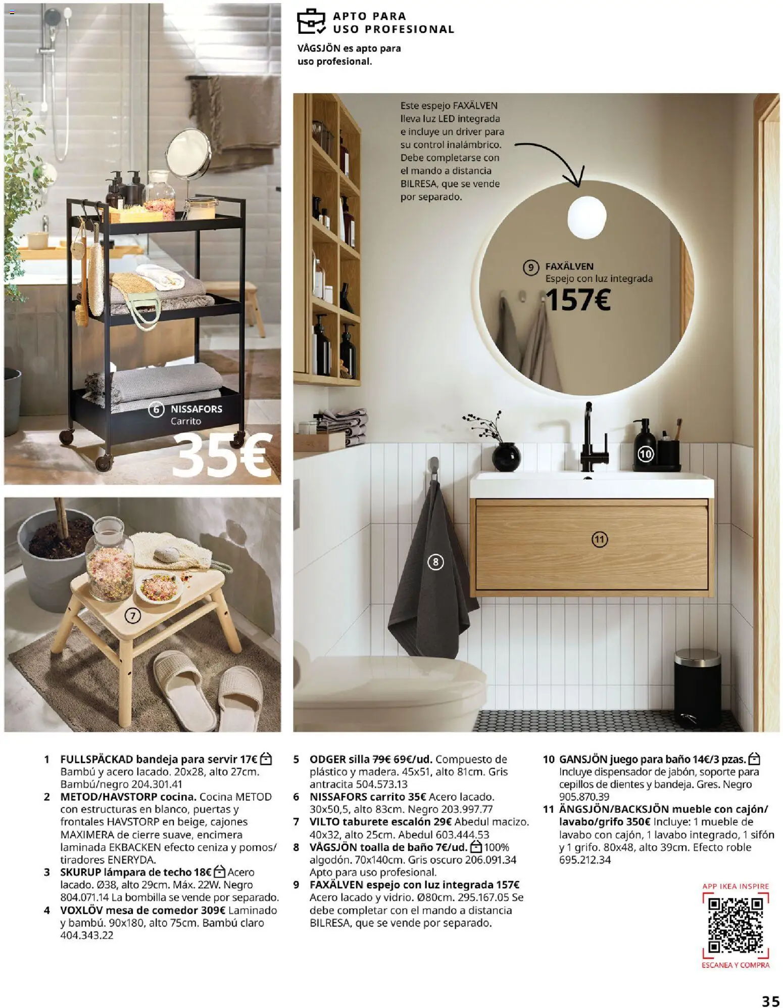Catálogo IKEA para tu negocio │ válido desde el 01/02/2026 | Página: 35 | Productos: Lámpara de techo, Silla, Lavabo, Baño